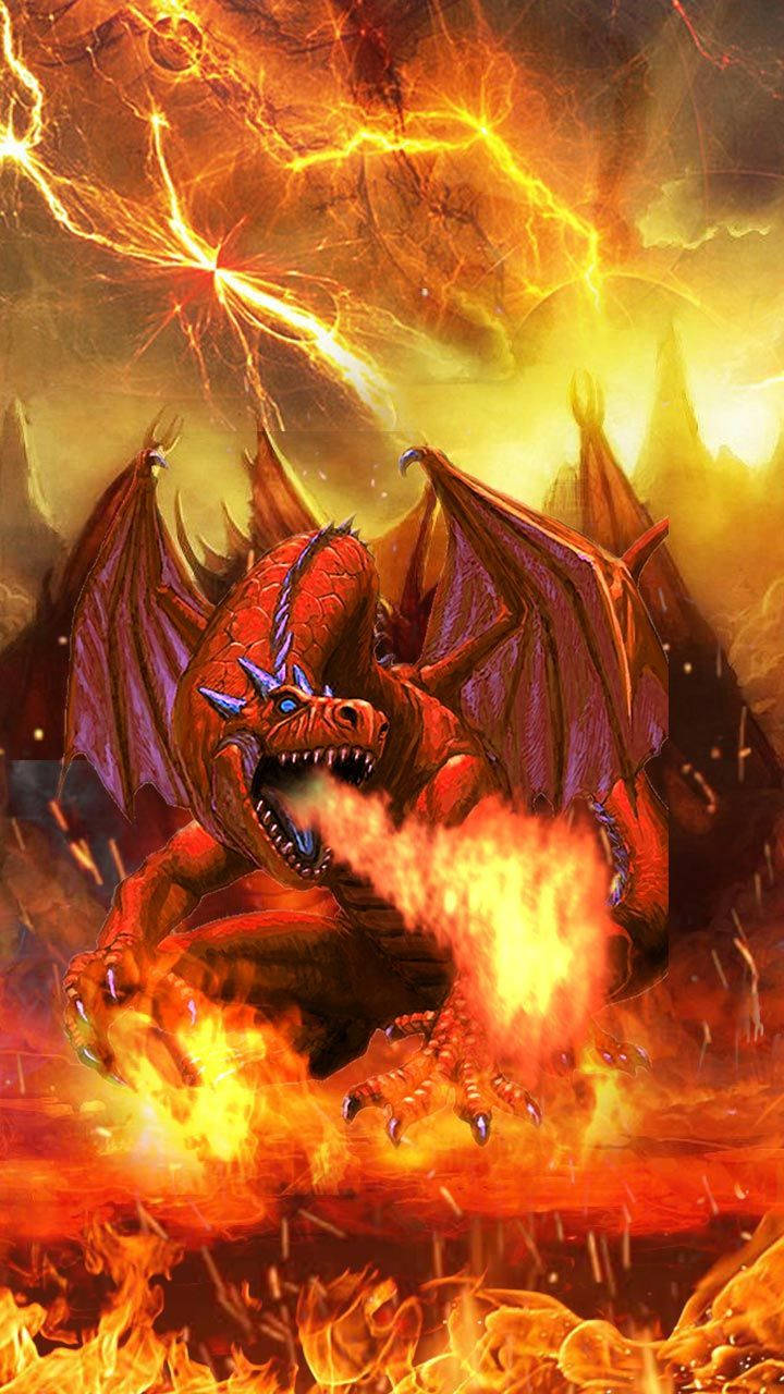 Fire Dragon With Bright Red Scales Wallpaper