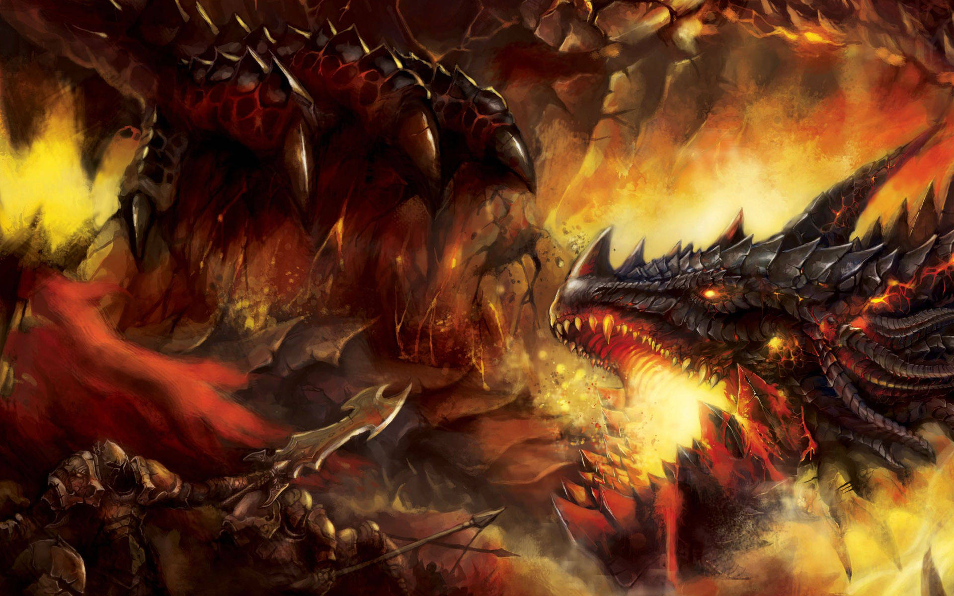 Fire Dragon With Gaping Mouth Wallpaper