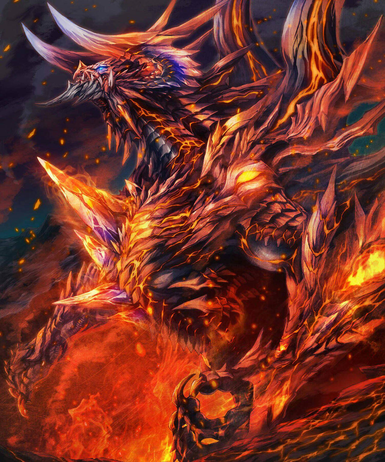 Fire Dragon With Ornamental Horns Wallpaper