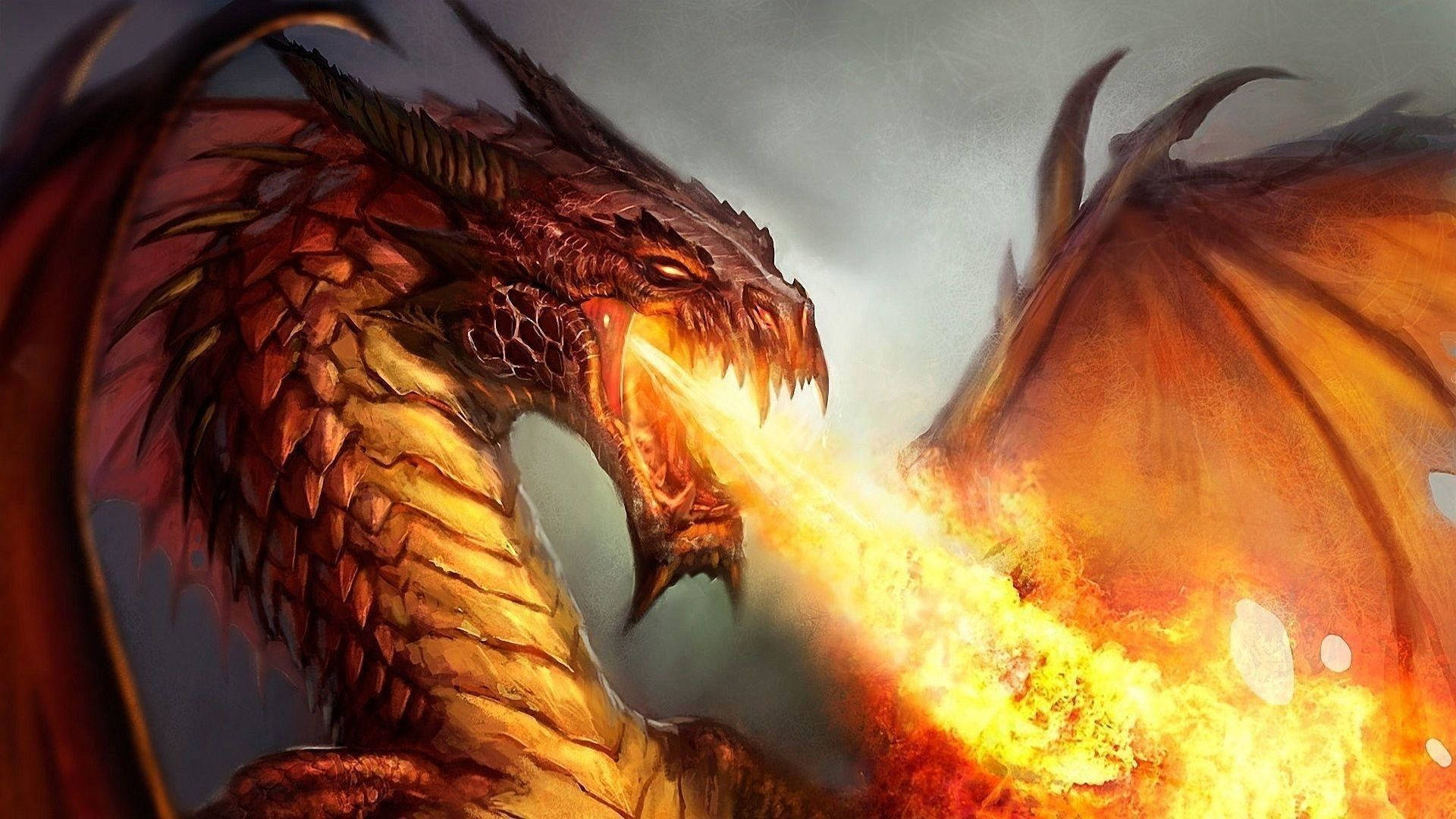 Fire Dragon With Sharp Scales Wallpaper