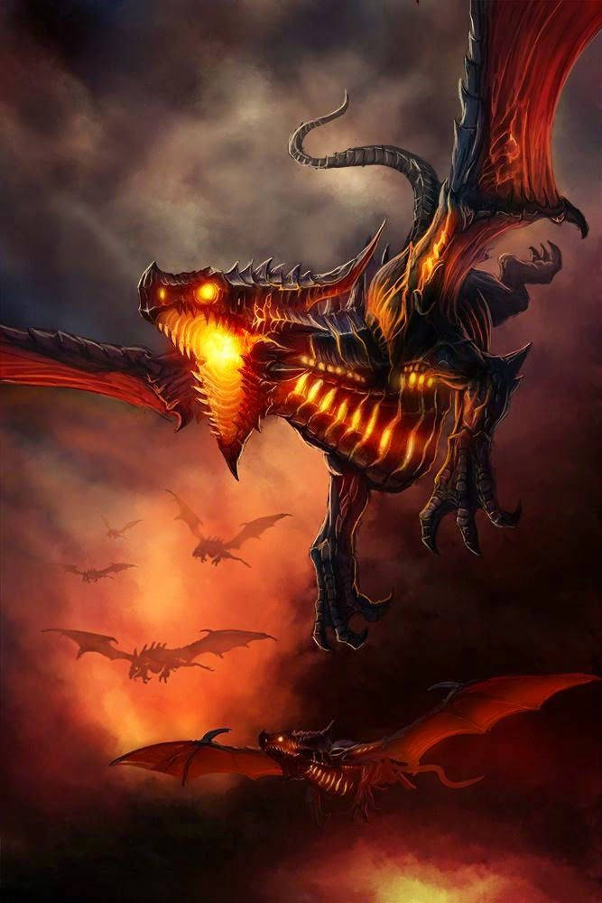 Fire Dragons With Glowing Bodies Wallpaper