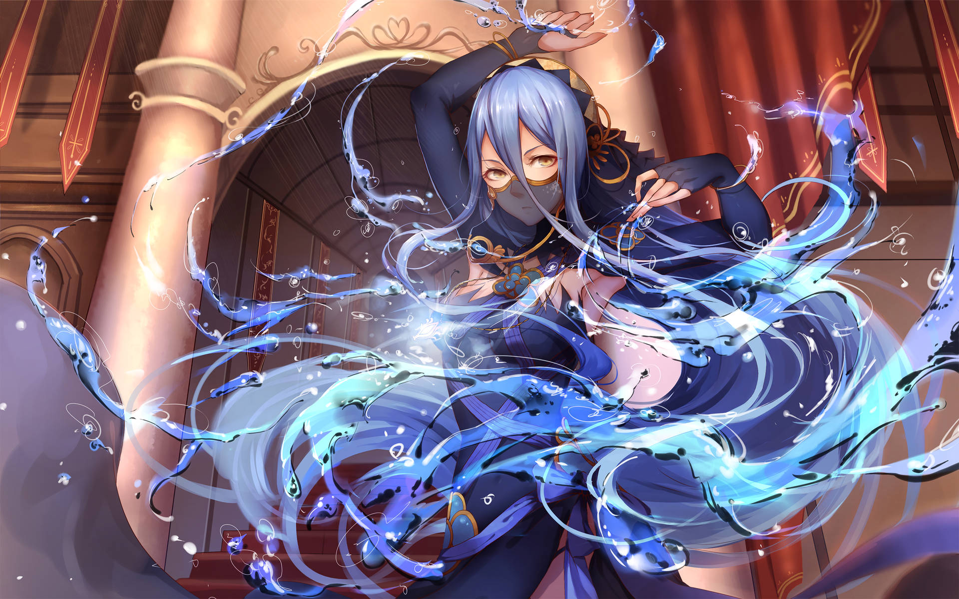Azura Commands Powerful Water Magic in Fire Emblem Wallpaper