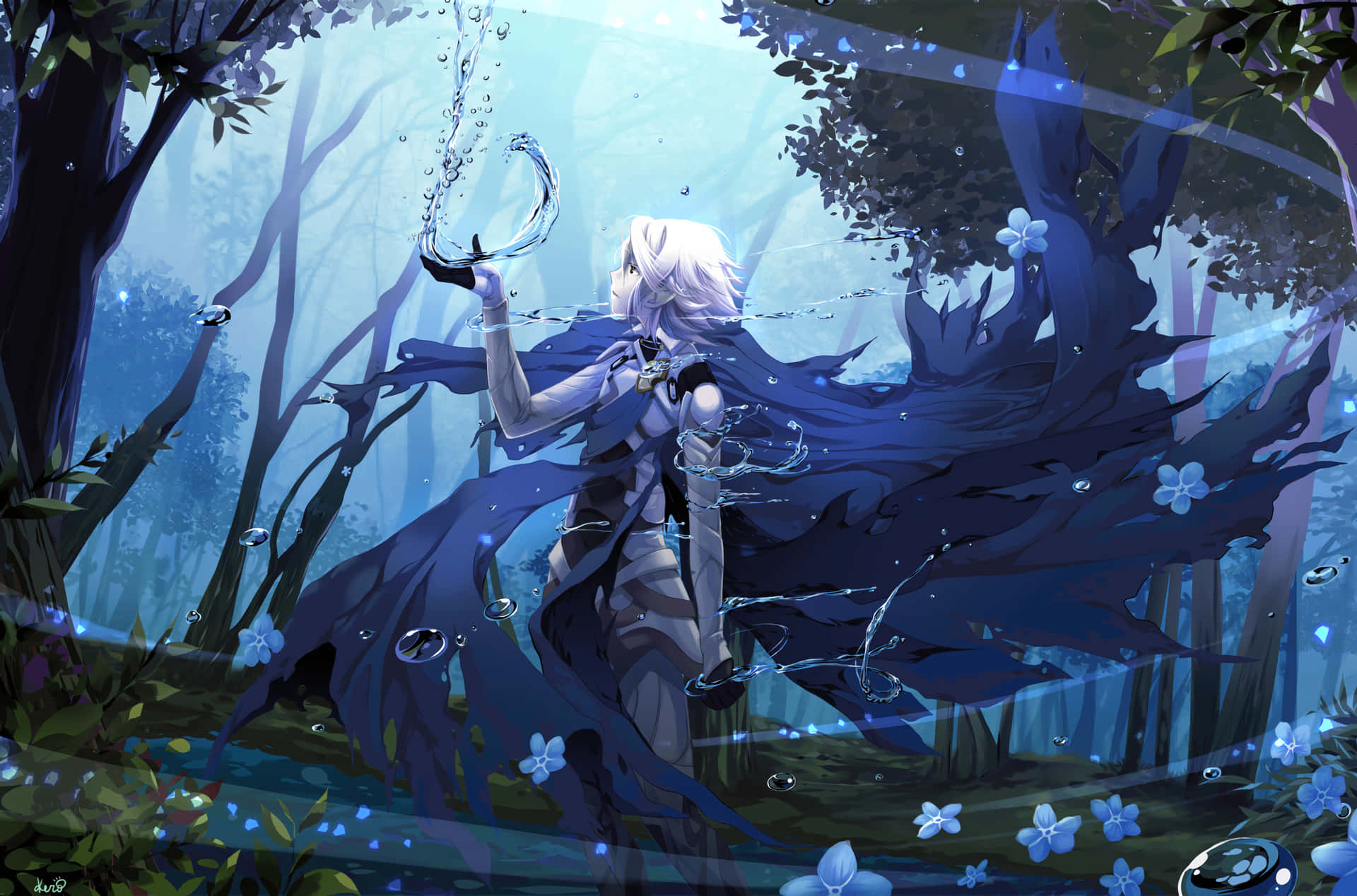 Fire Emblem Fates Enchanted Forest Scene-maleri: Tag med til en magisk regnskov med dette eventyrindløsende design! Wallpaper