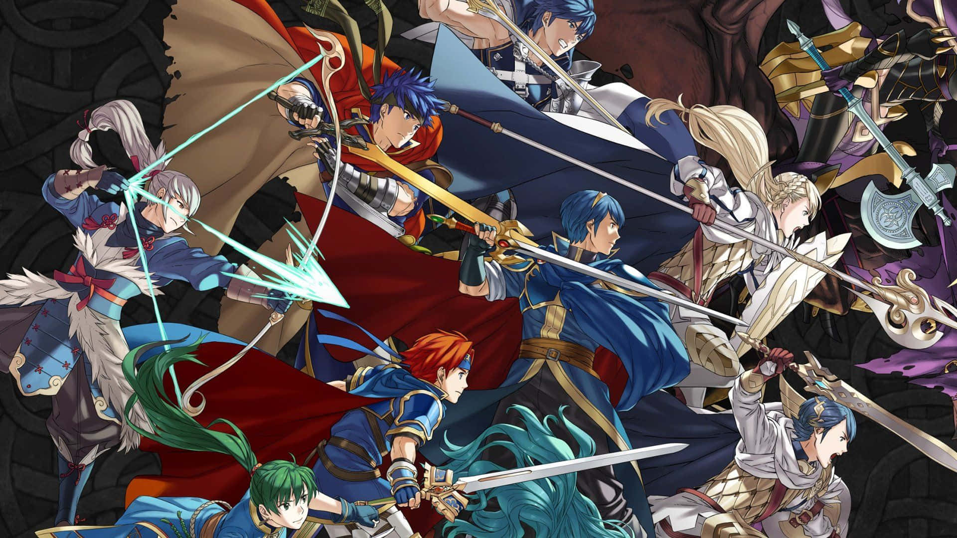 A Group Of Characters With Swords And Armor