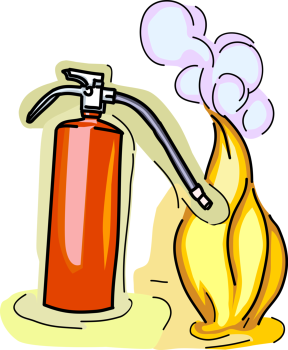 Fire Extinguisherand Flame Cartoon PNG
