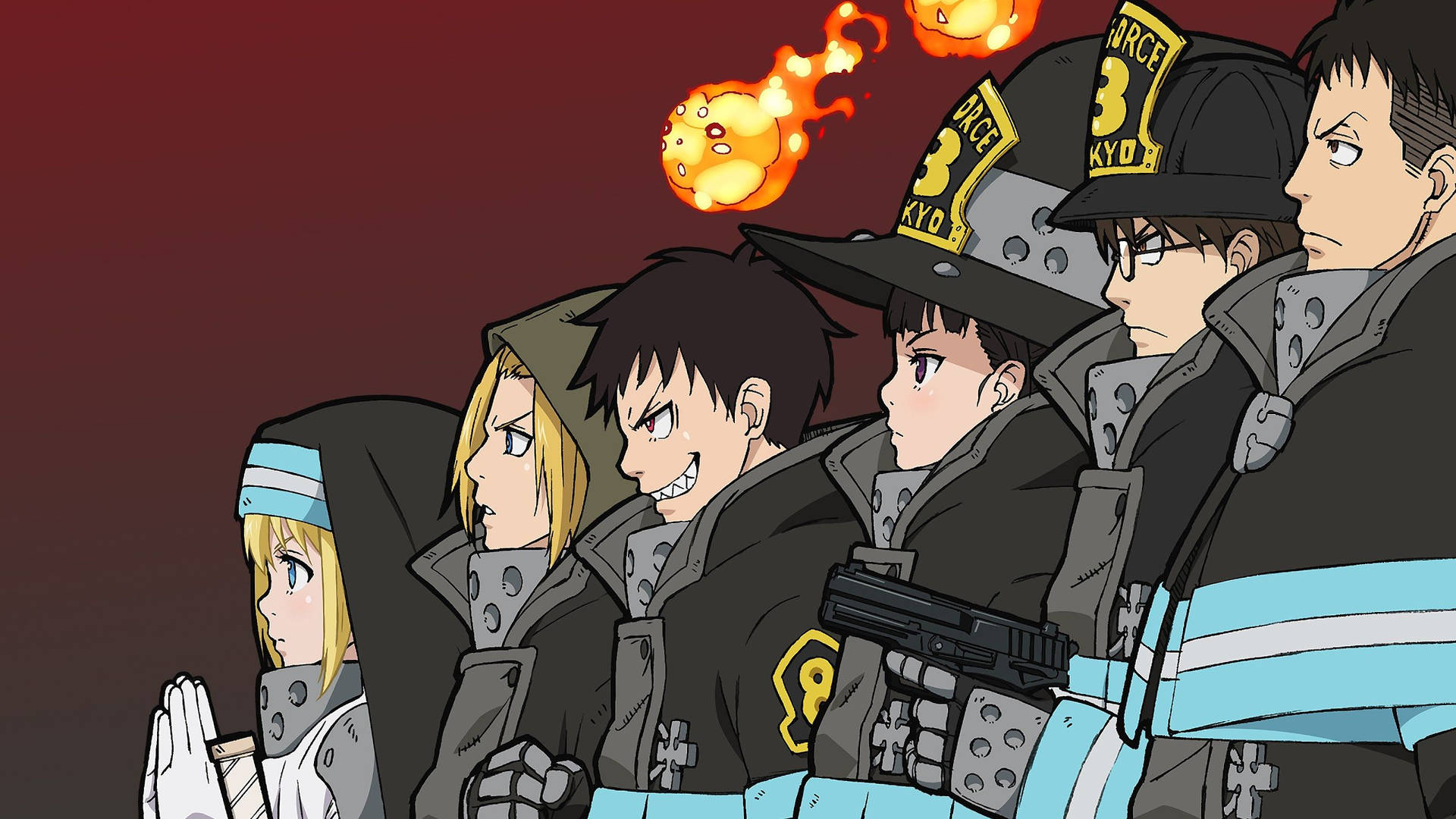 Take a Look at the Team of Fire Force Company 8 Wallpaper