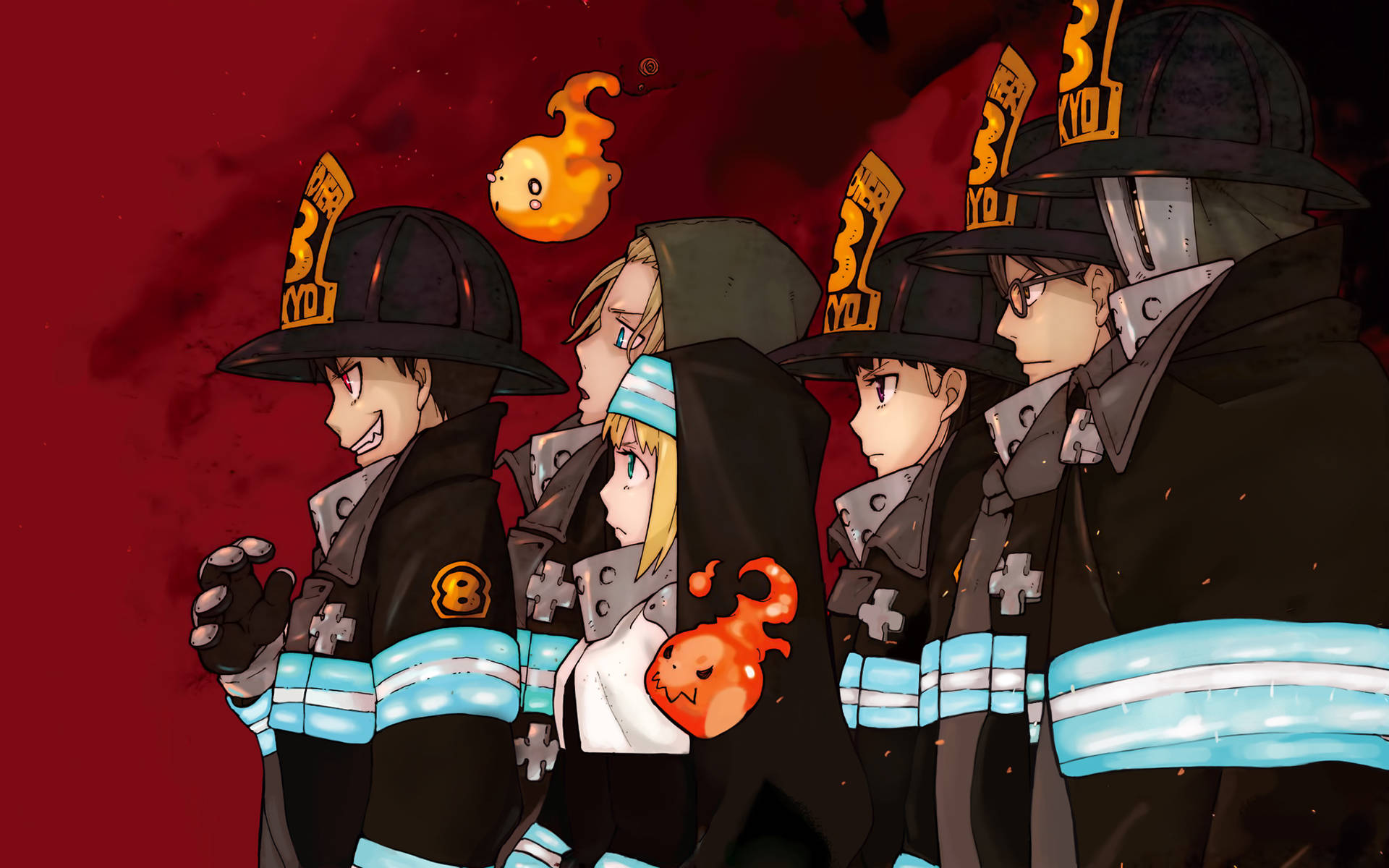 The Company 8 Members of Fire Force Ready to Take on the Infernal Infestation Wallpaper