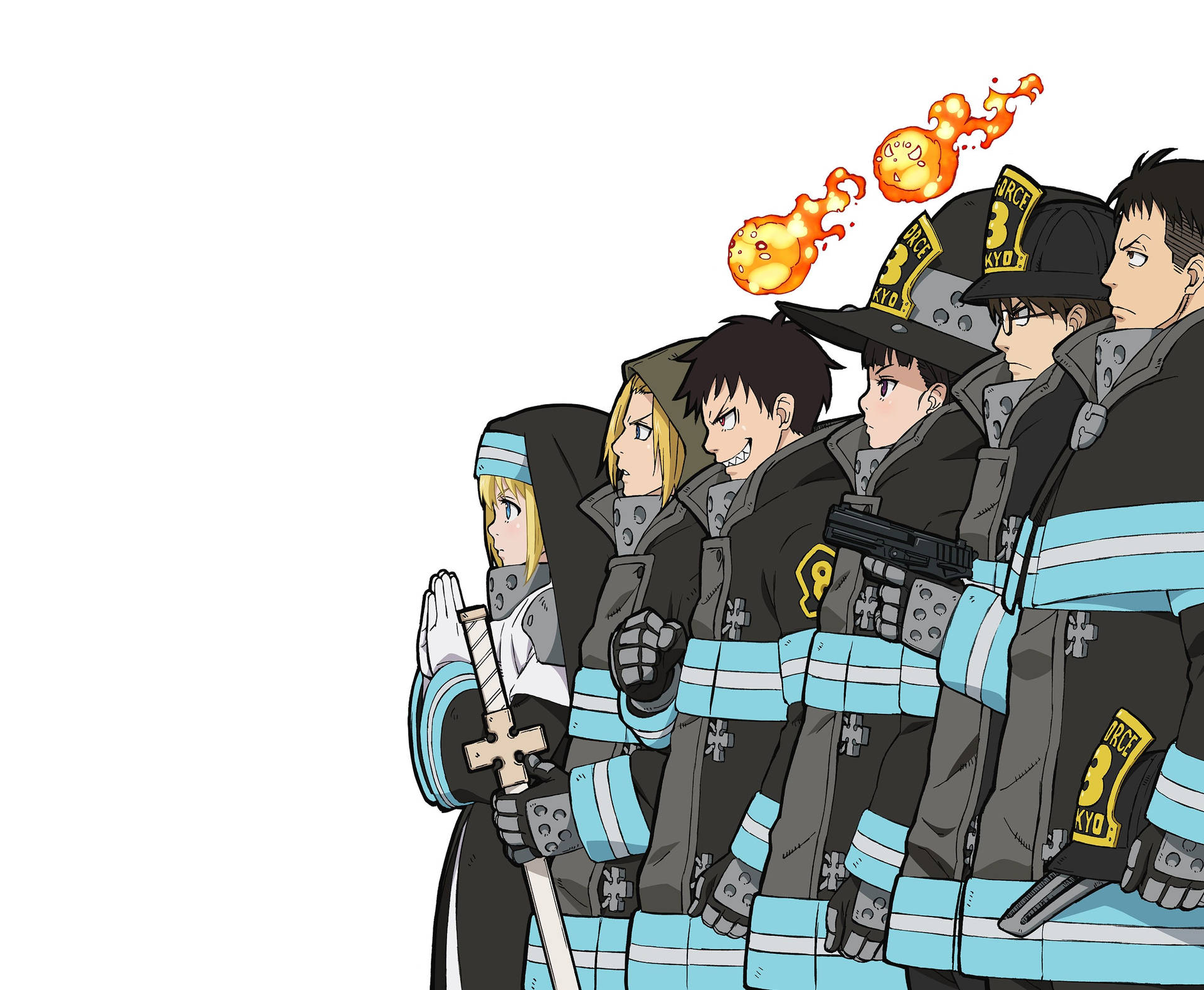 All Together Now - The Fire Force Company 8 Members Wallpaper