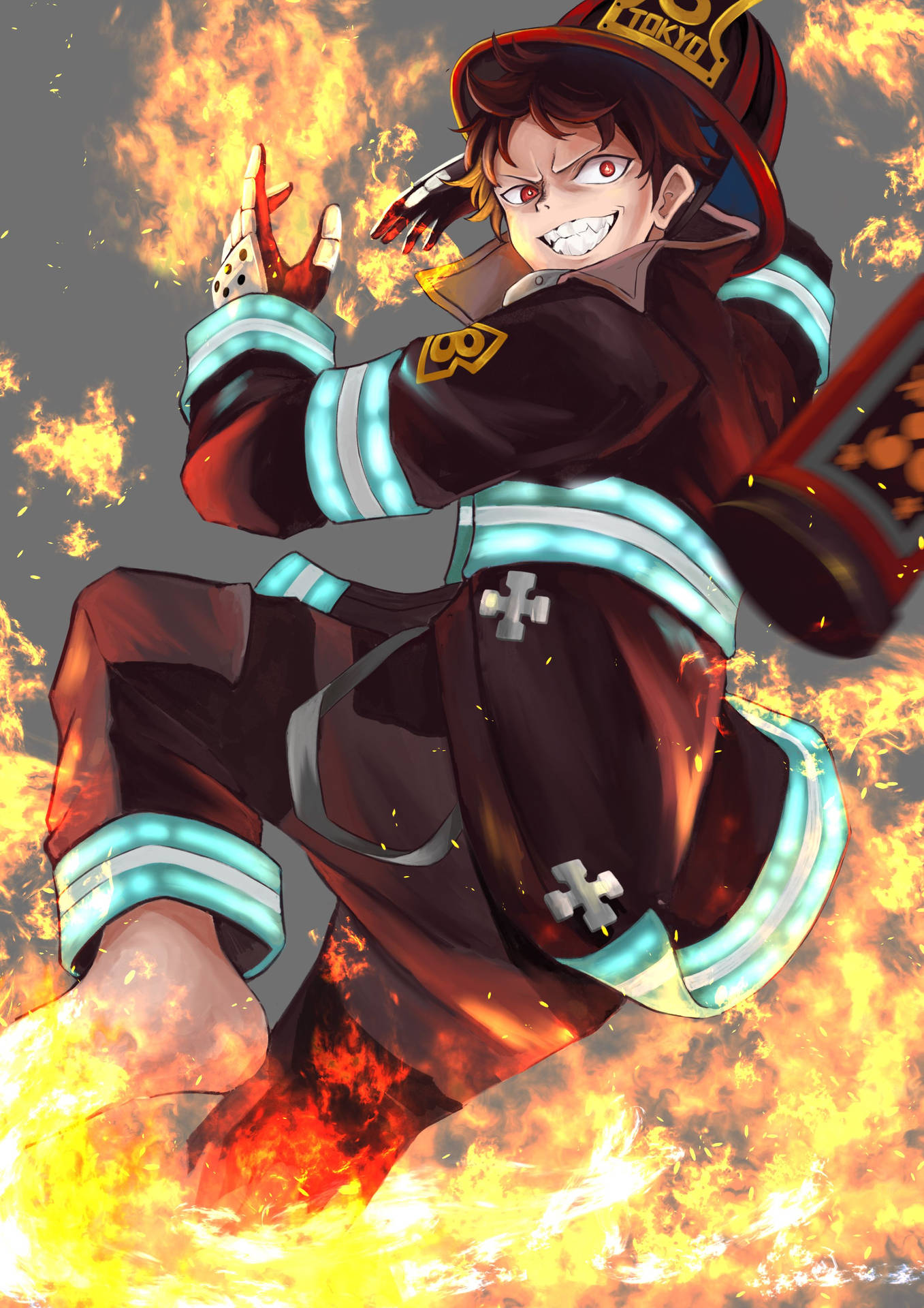 The Fire Force's brave Shinra Kusakabe, ready to fight evil. Wallpaper