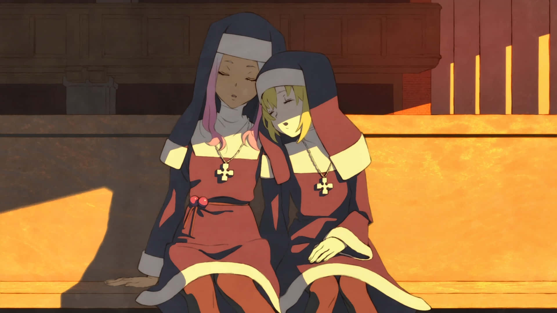 Download Fire_ Force_ Nuns_ Comforting_ Moment Wallpaper | Wallpapers.com