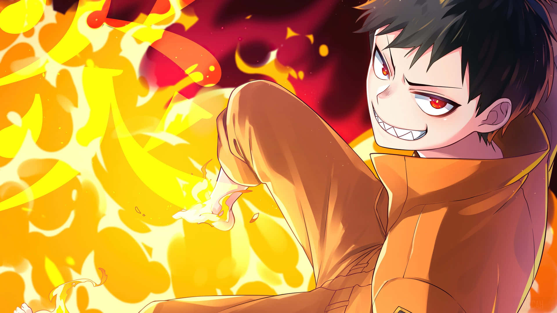 Fire Force Kusakabe In Orange Uniform Picture