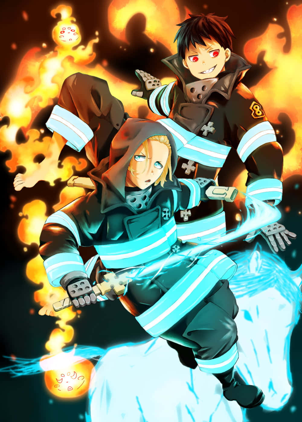 Blue And Orange Fire Force Picture
