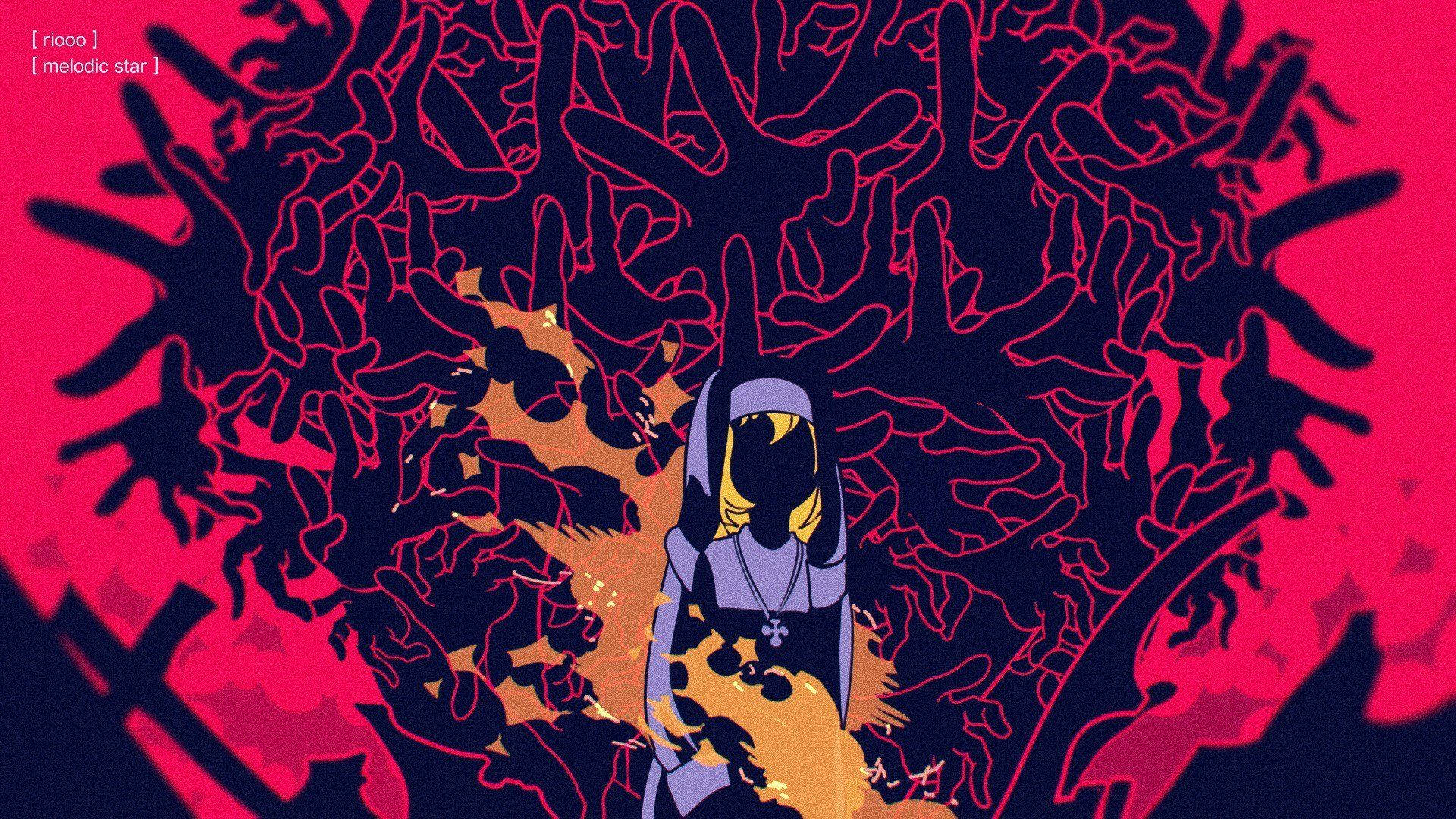 Fire Force Sister Iris Hands Background