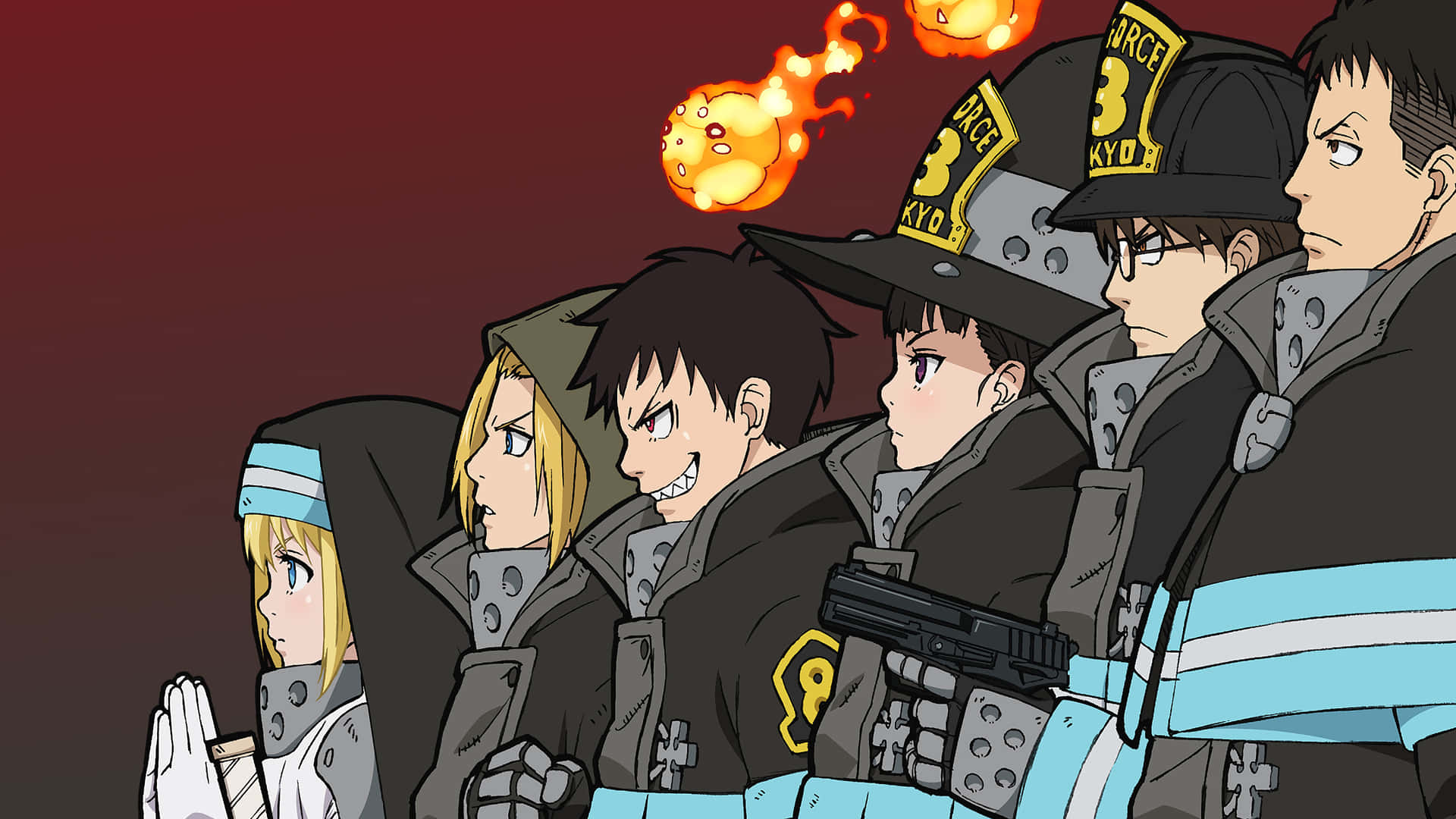 Fire Force -tiimin Potretti Taustakuva