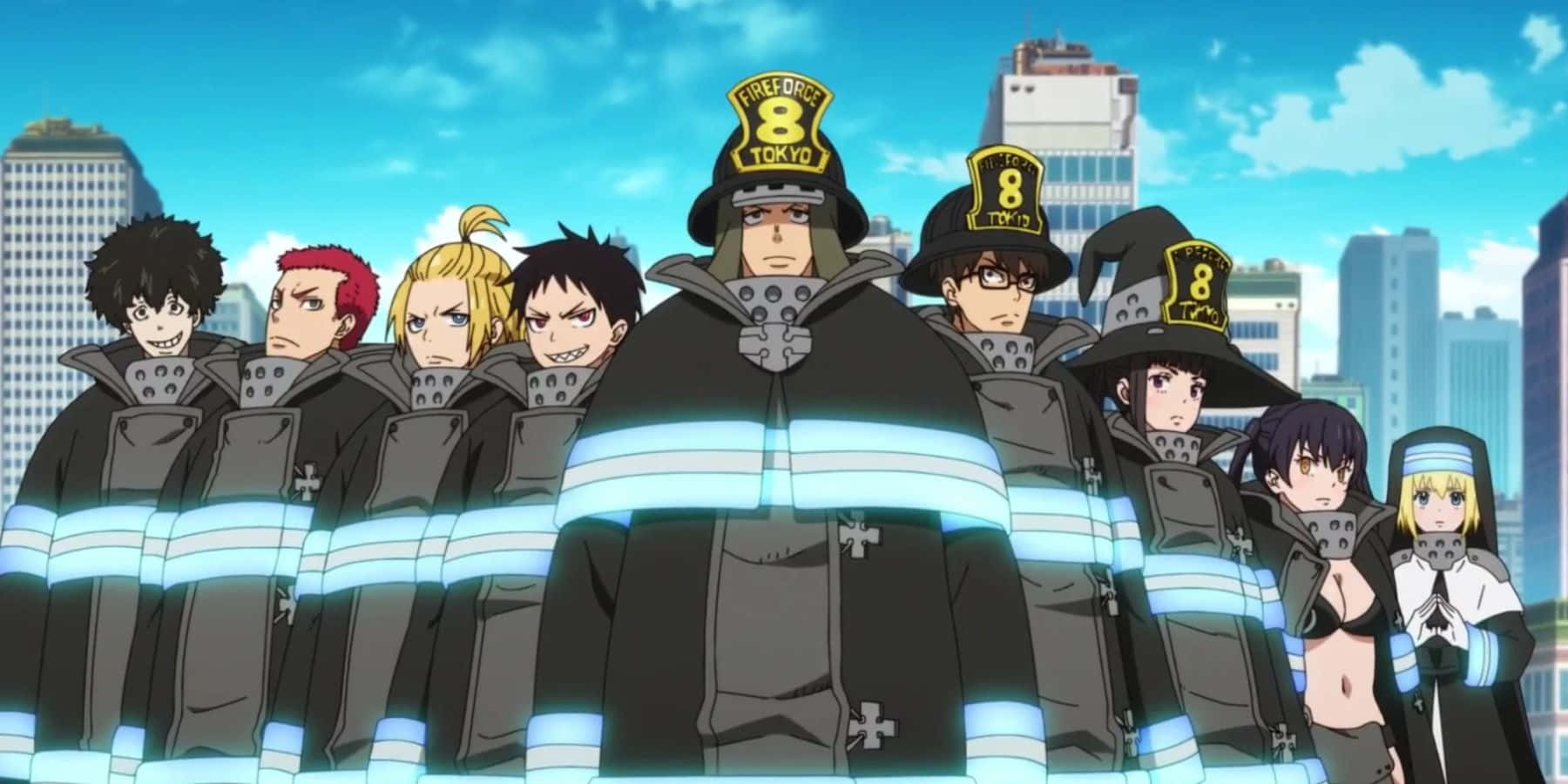 Fire Force Tiimi 8 Ryhmäkuva Taustakuva