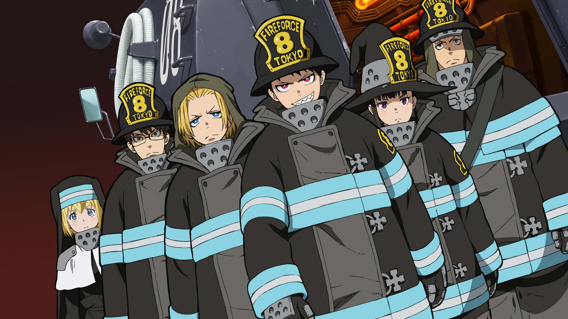 Fire Force Team8 Valmiina Toimintaan Taustakuva