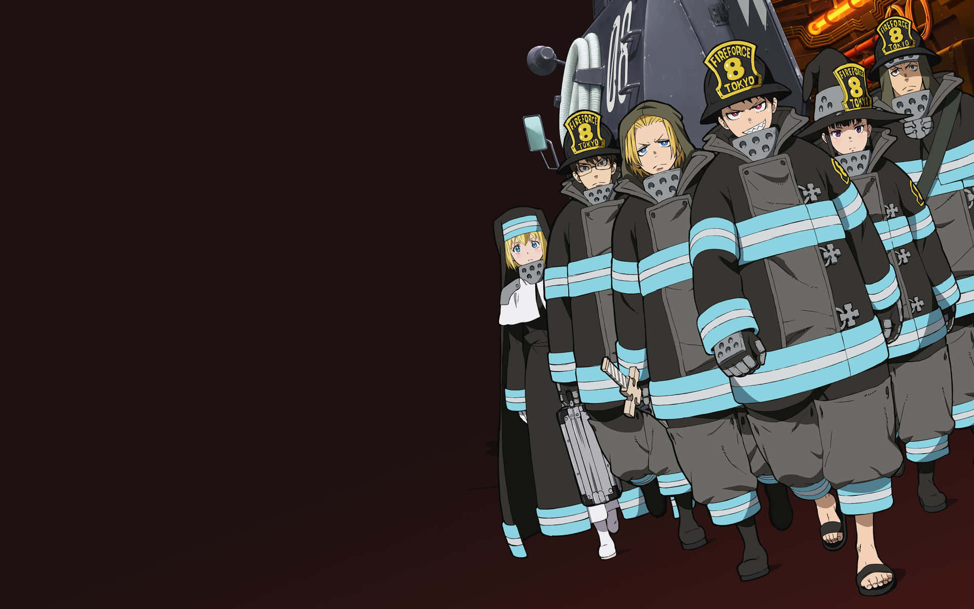 L'équipe Fire Force Team8 Prête À L'action Fond d'écran