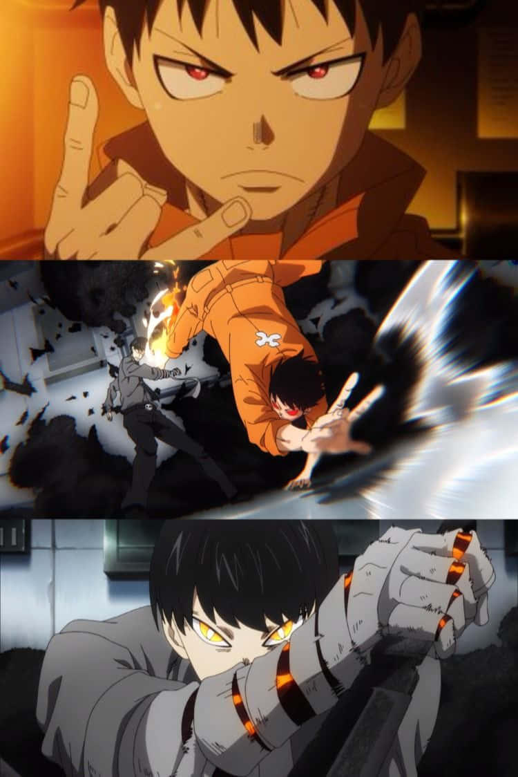 Fire Force Yuichiro Kurono Action Collage Bakgrunnsbildet