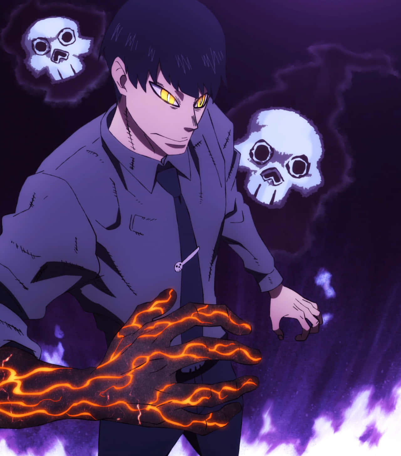 Affichage De Pouvoir De Yuichiro Kurono De Fire Force Fond d'écran