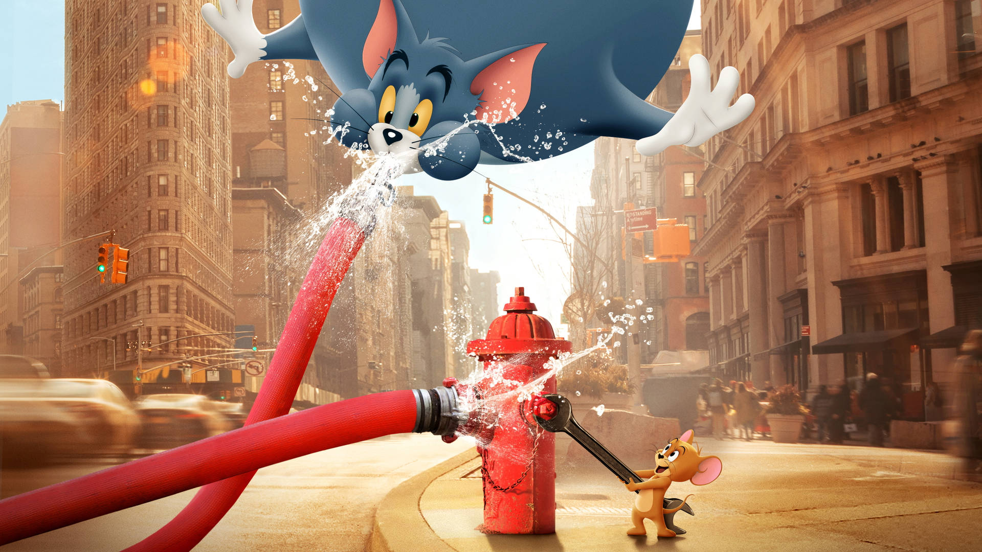 Fire Hydrant Fight Of Tom And Jerry Aesthetic Wallpaper