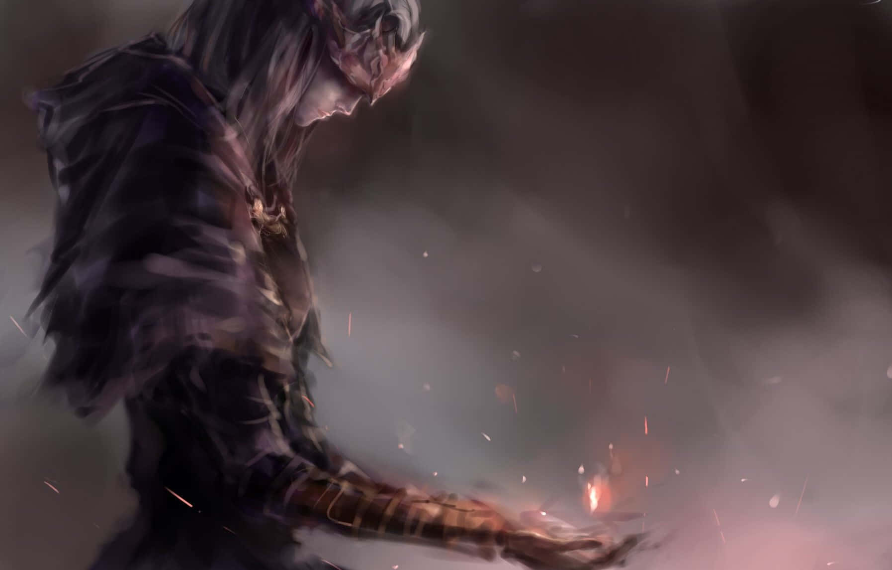 Fire Keeper in front of Soul-consuming Flames Wallpaper