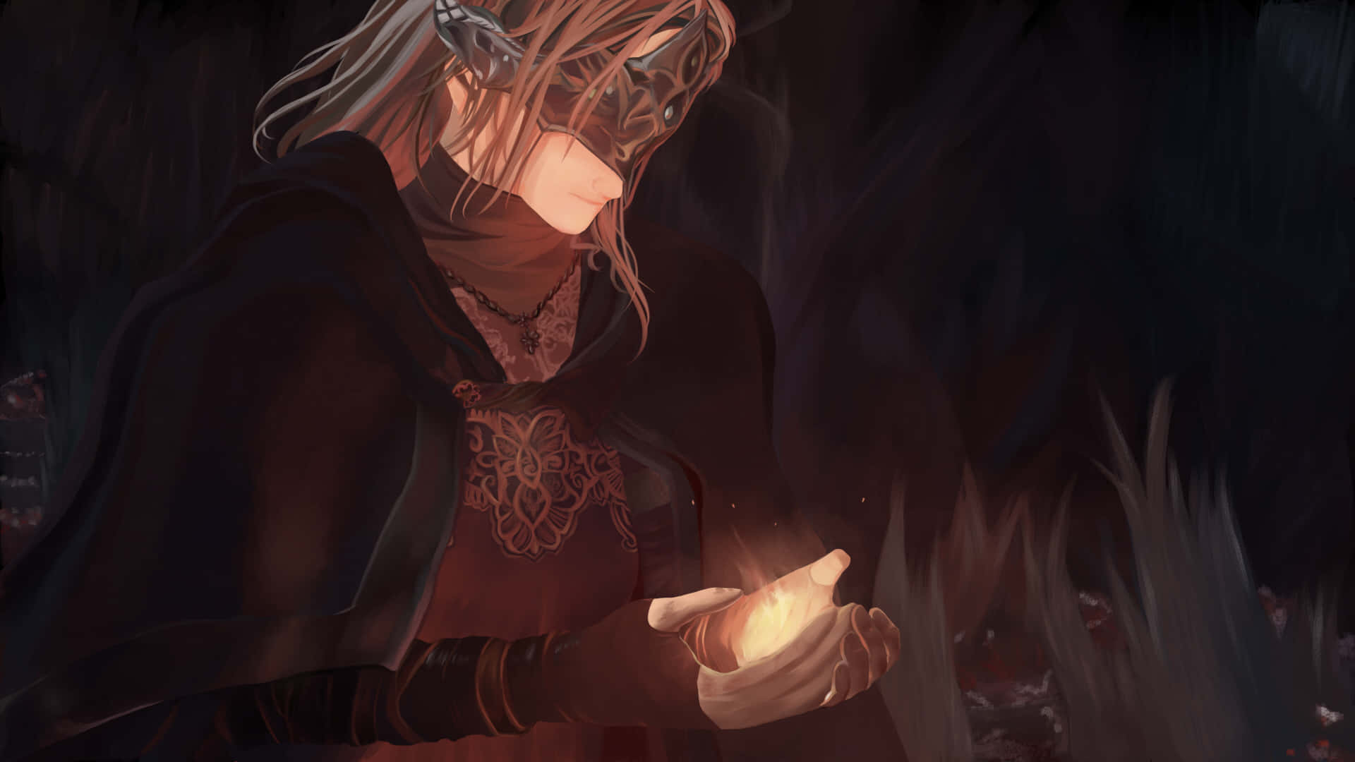 Mesmerizing Fire Keeper in a hauntingly beautiful atmosphere Wallpaper