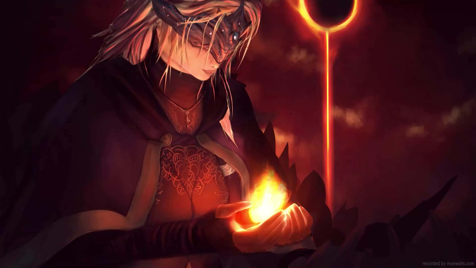 Fire Keeper Amidst the Flames Wallpaper