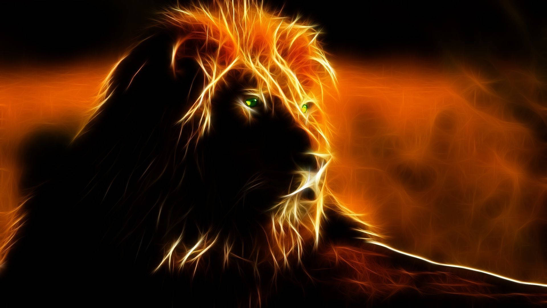 Fire Lion With Green Eyes Wallpaper