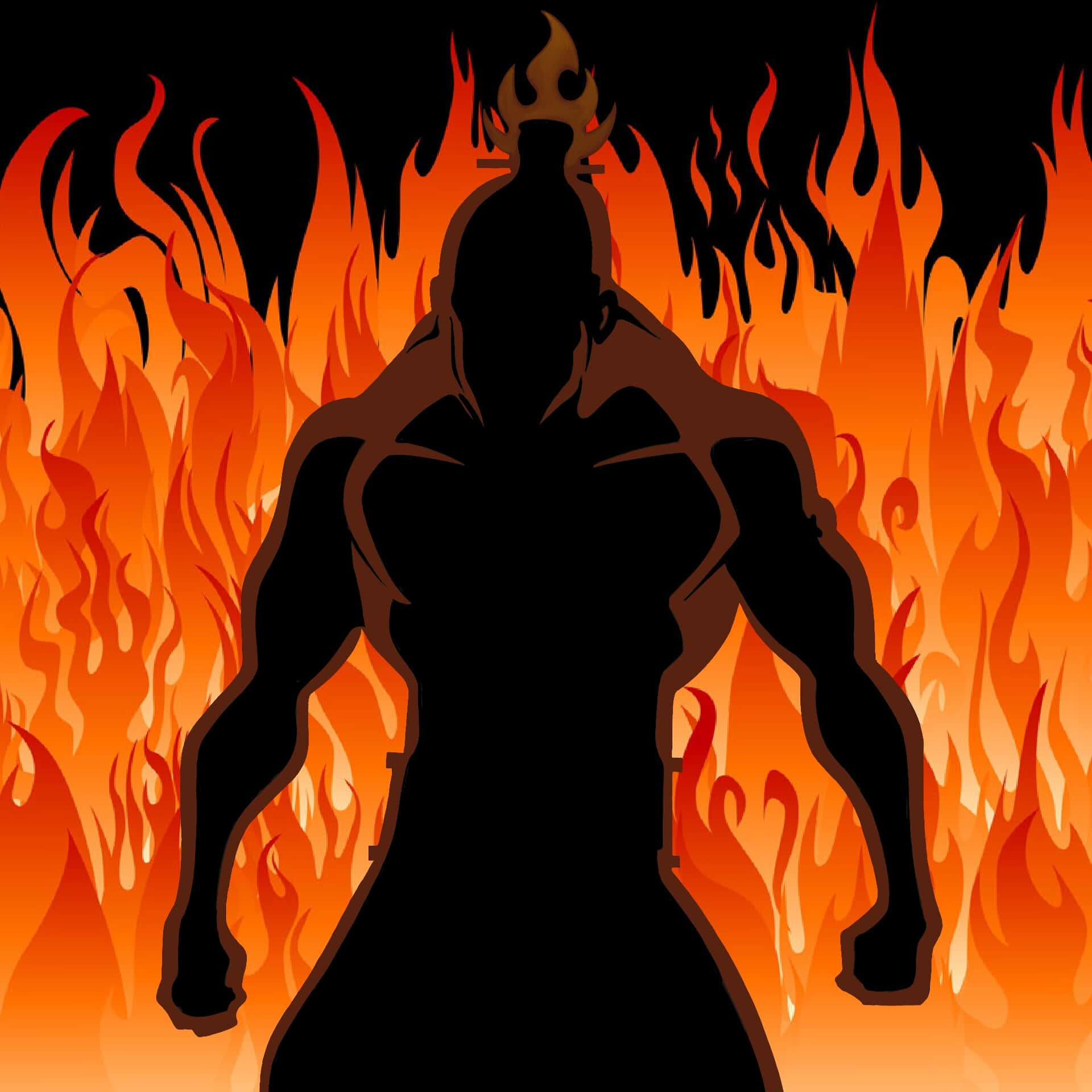 Silhouette Du Seigneur Du Feu Ozai Avec Des Flammes Fond d'écran