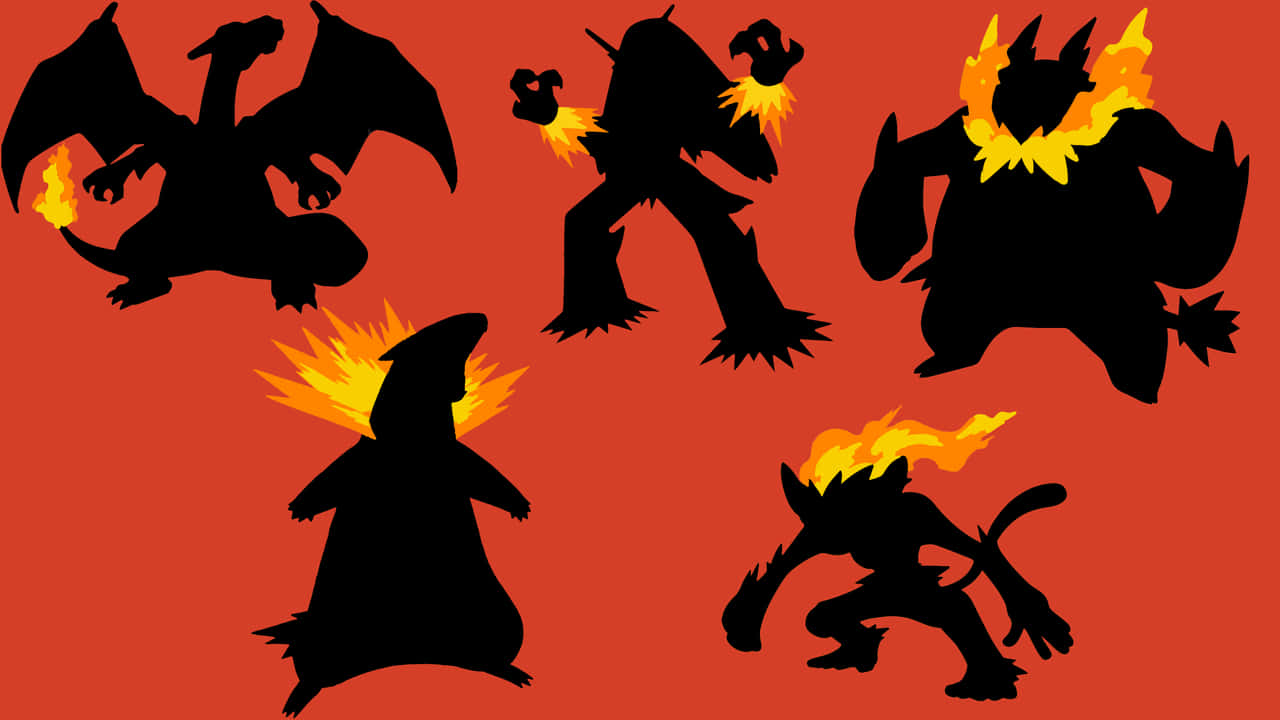 Fire Pokemon And Emboar's Shadows Wallpaper