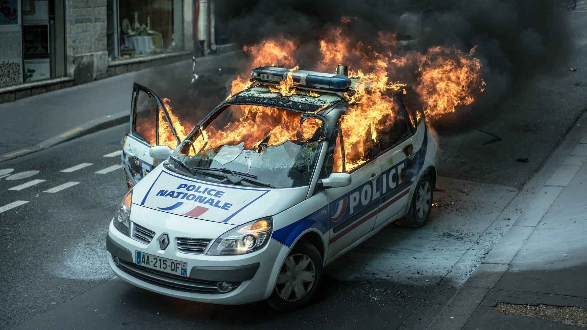 Fire Politi Bil På Vej Wallpaper