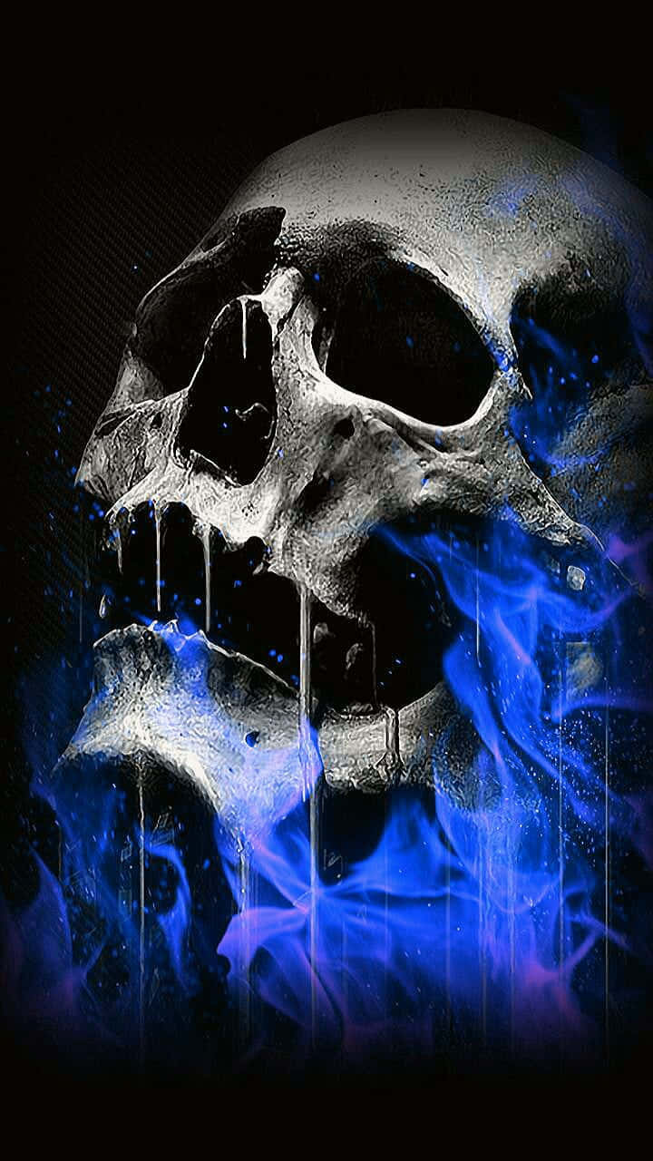 Blue Fire Skull Wallpaper