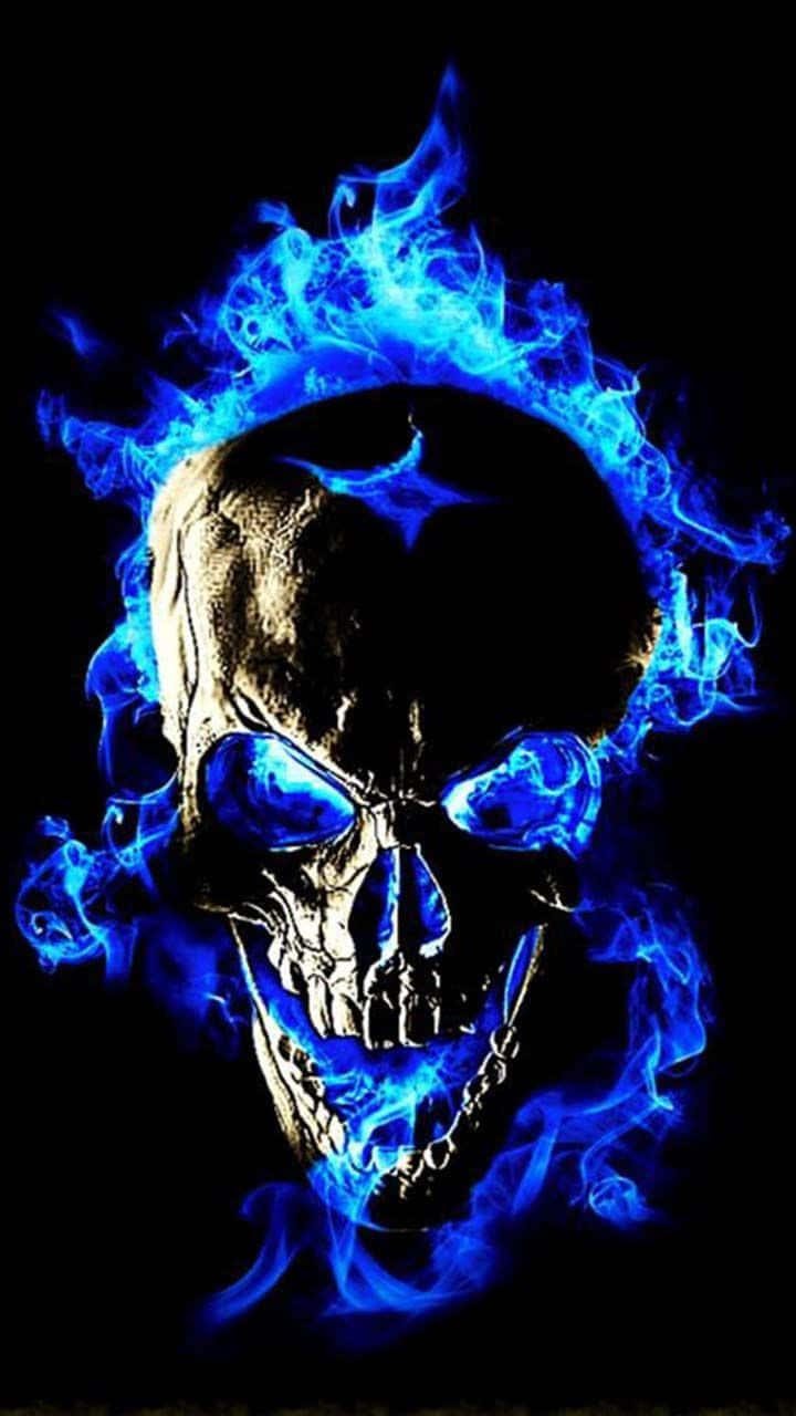 Blue Flame Fire Skull Wallpaper