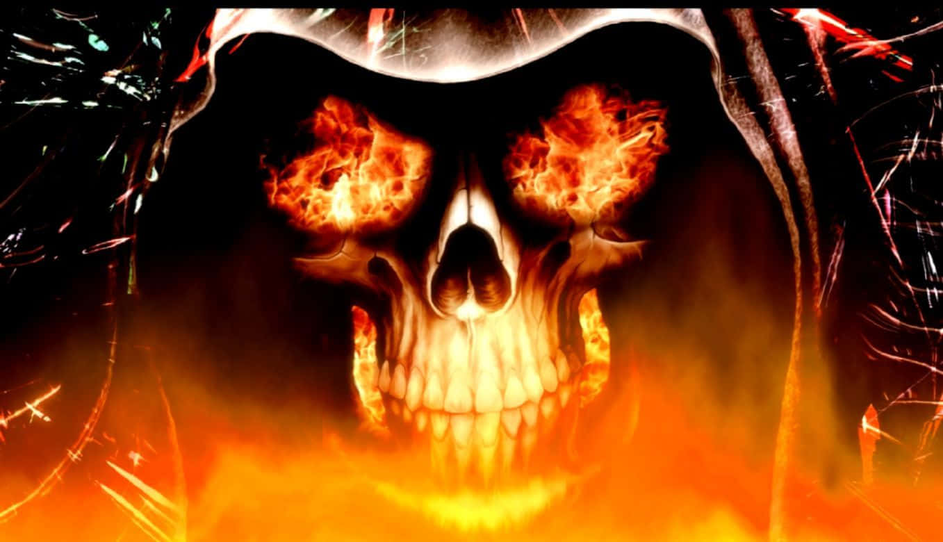 Intensify Your Look With A Fire Skull Wallpaper