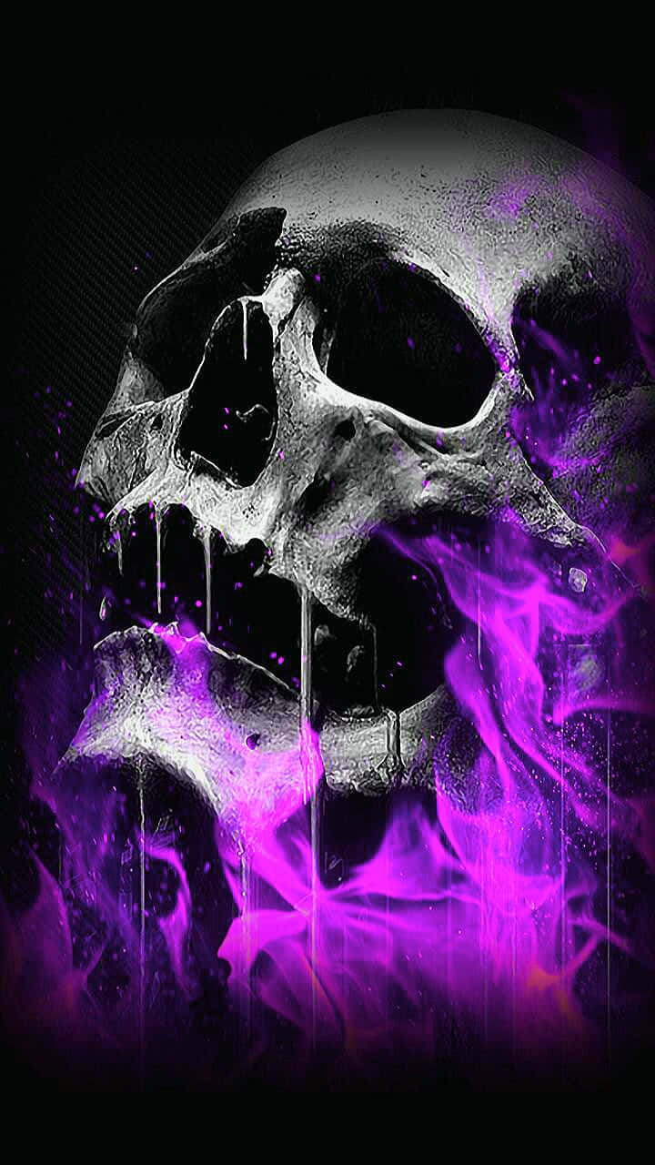 Violet Fire Skull Wallpaper