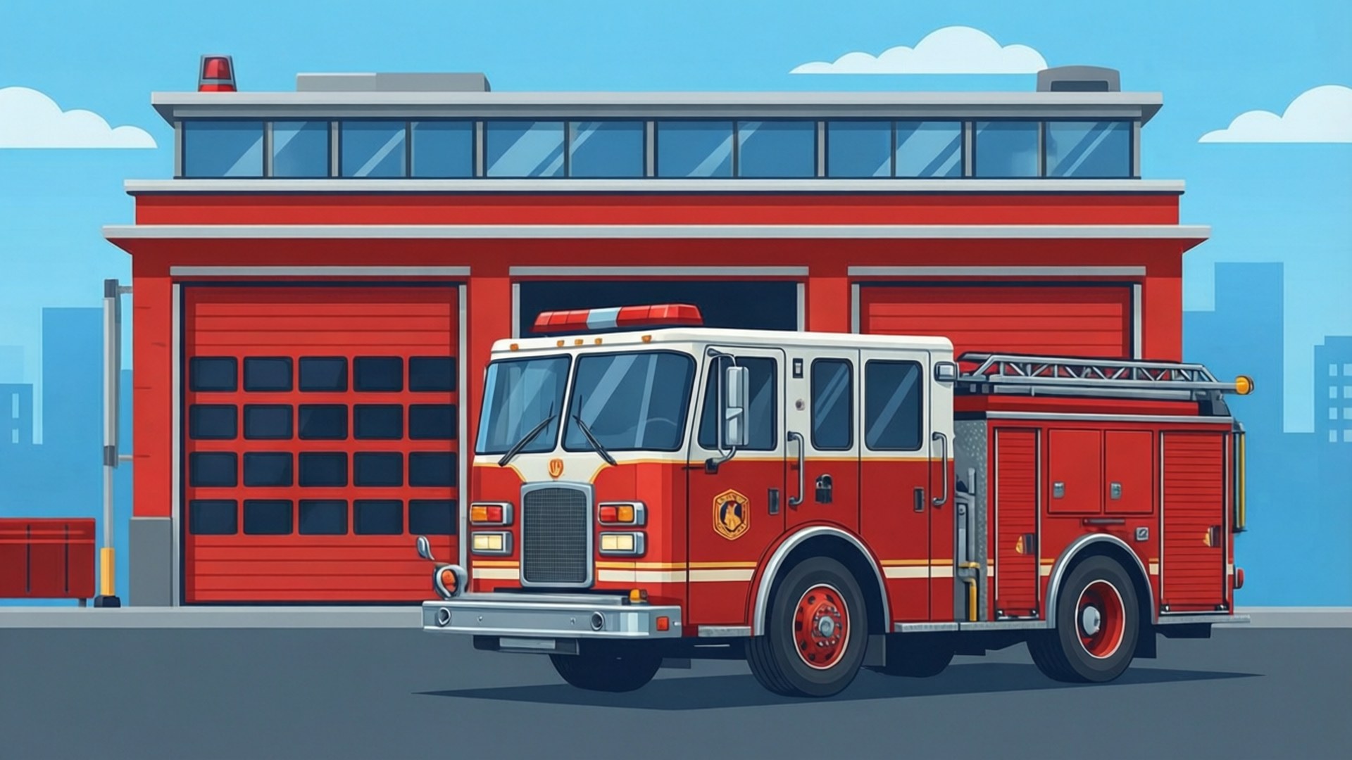 Feuerwache Vektor Flach Wallpaper