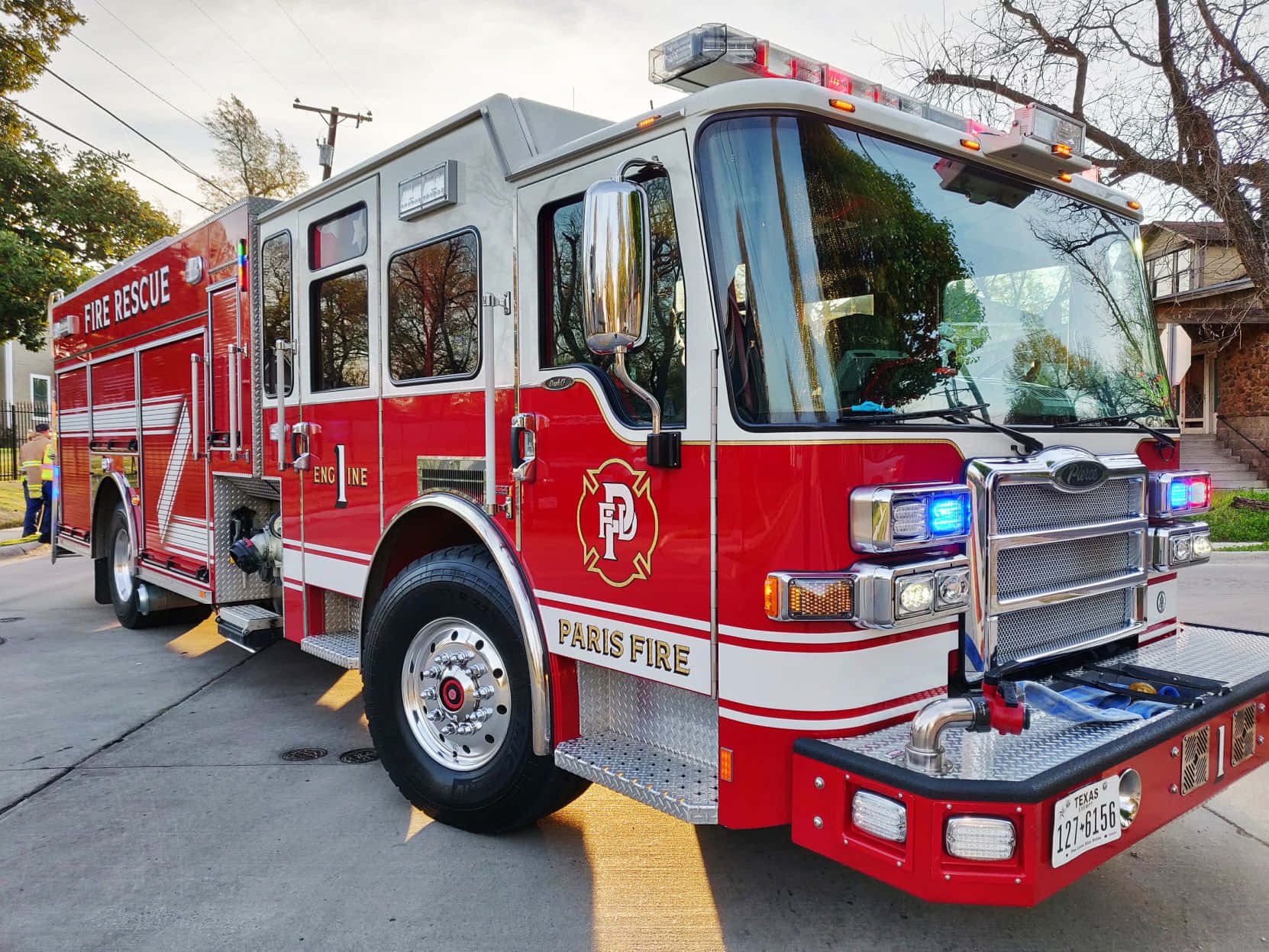 Fire truck tackling a four-alarm blaze