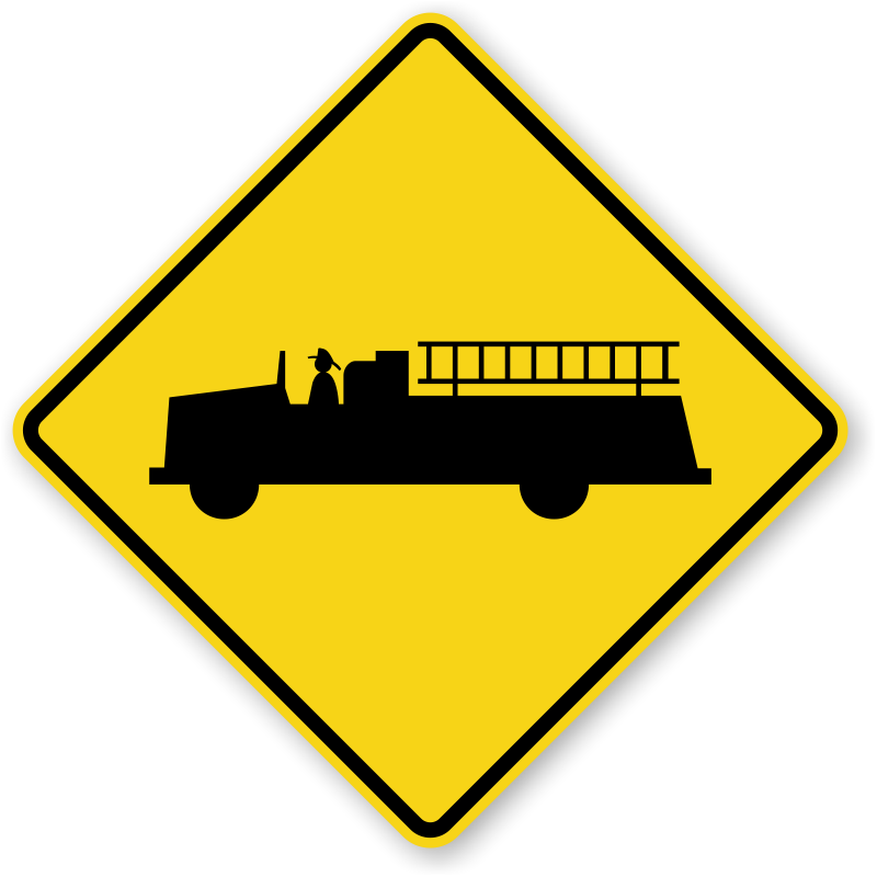 Fire Truck Warning Sign PNG