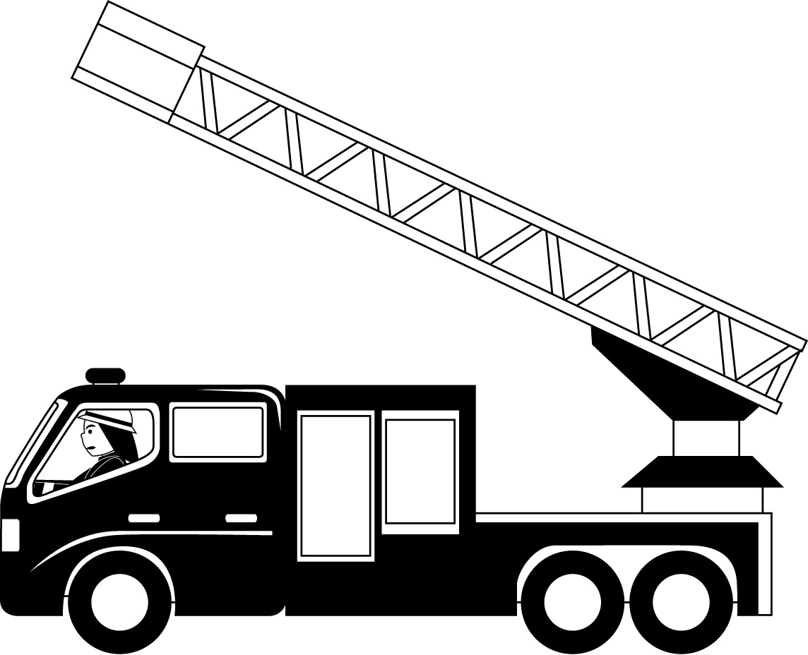 Fire Truck With Extended Ladder Vector PNG