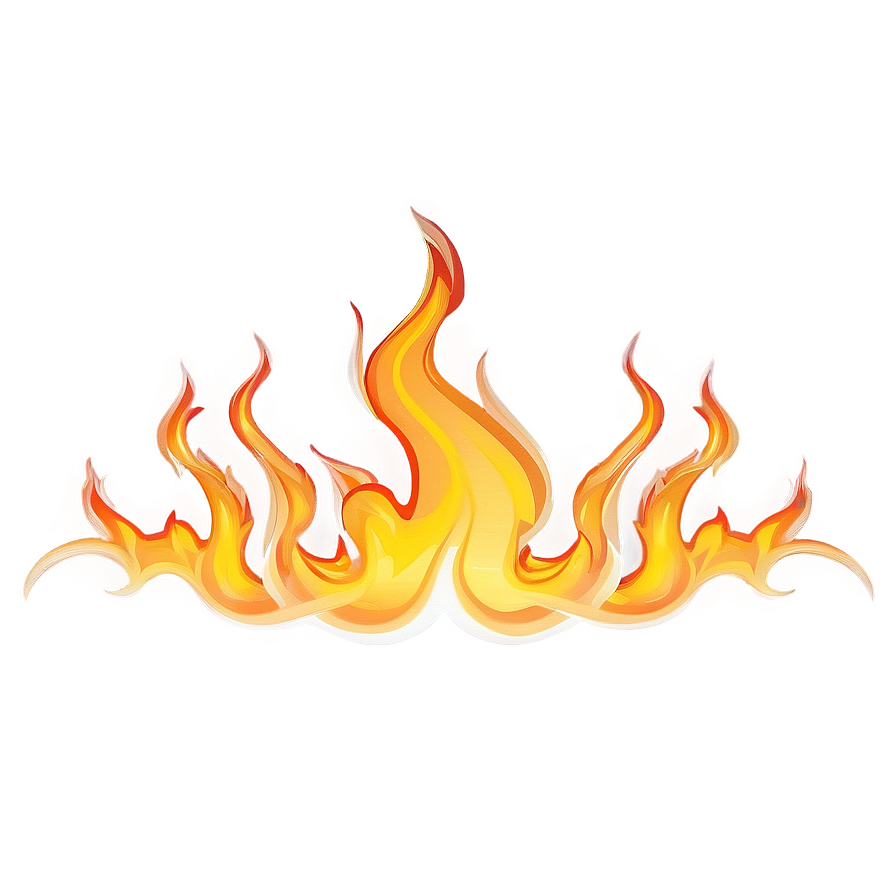 Stylized flames glowing in orange yellow and white against a peach background