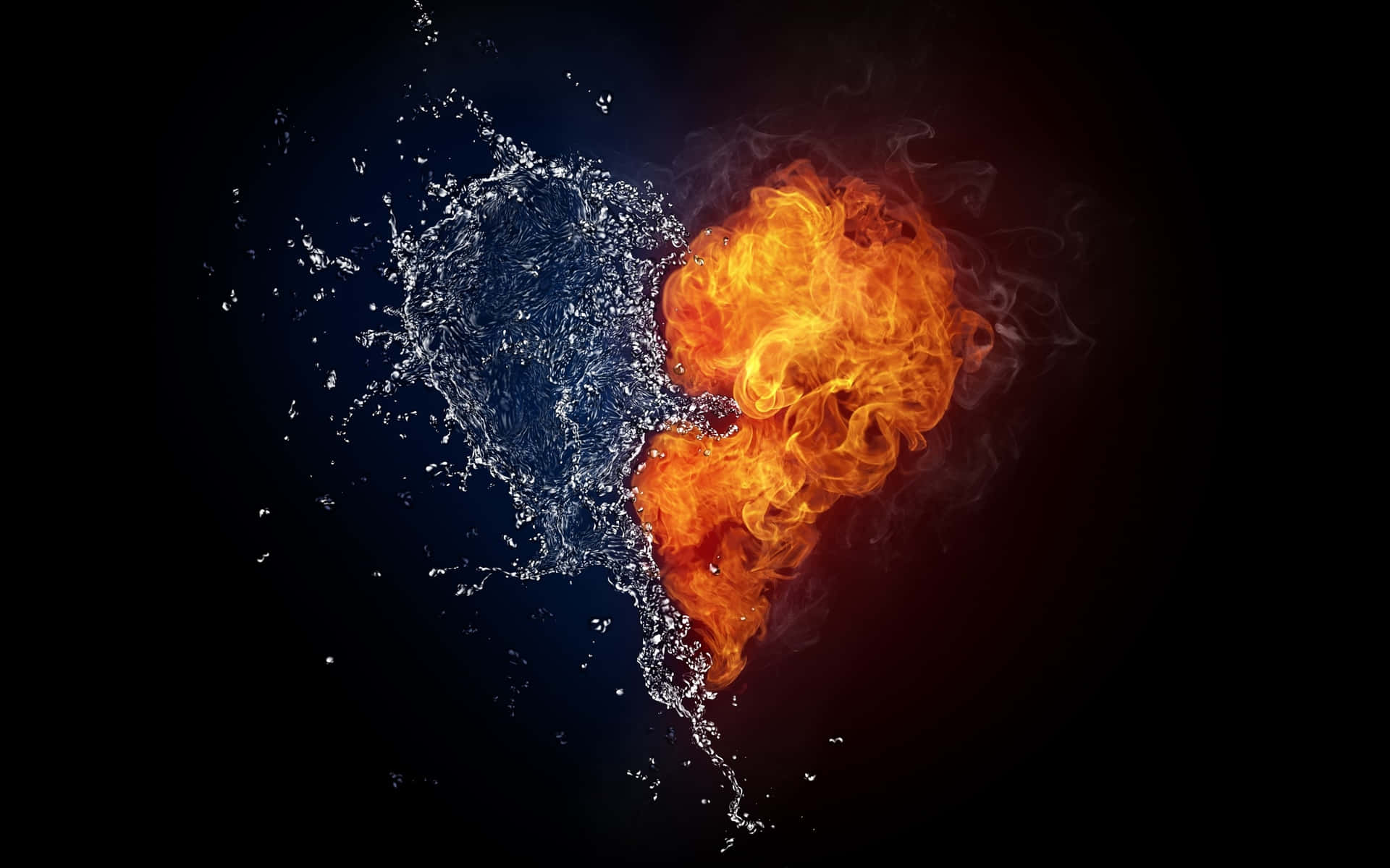 Fire Water Collision Abstract Wallpaper