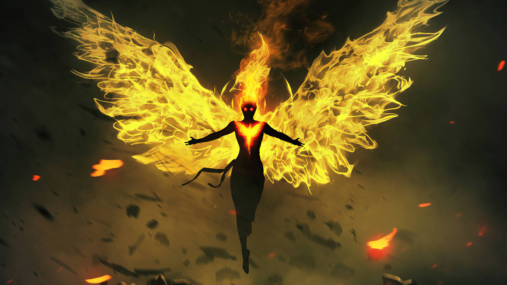 Fire Wings Of Dark Phoenix Wallpaper
