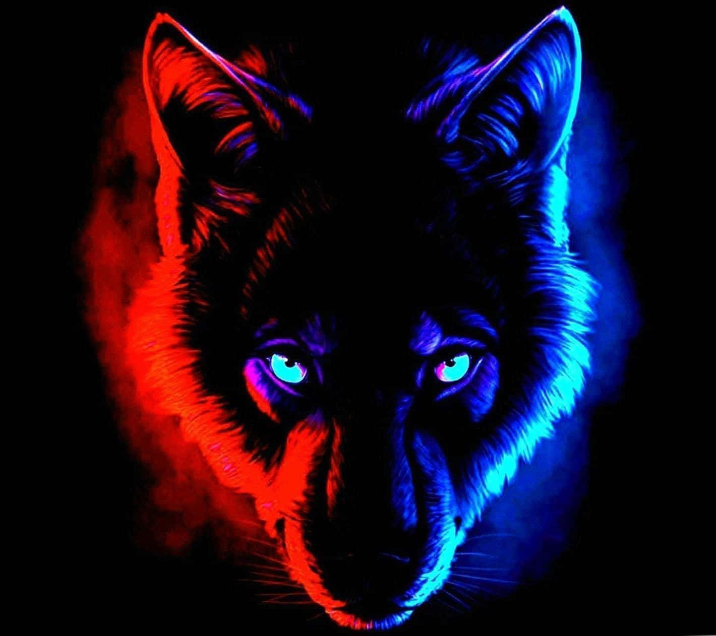 Wild and Powerful Fire Wolf Wallpaper