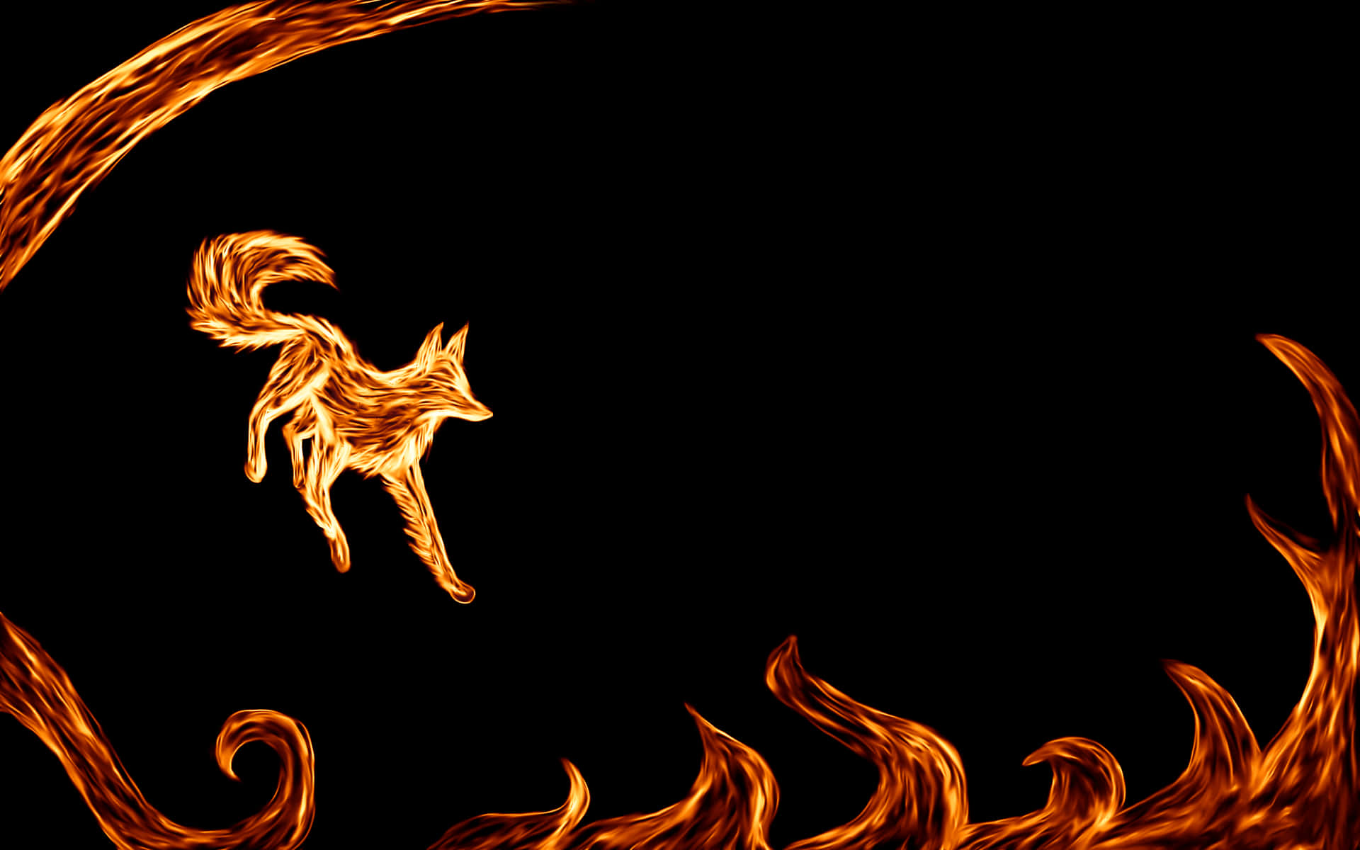 A Fox Flying Through A Flame Wallpaper
