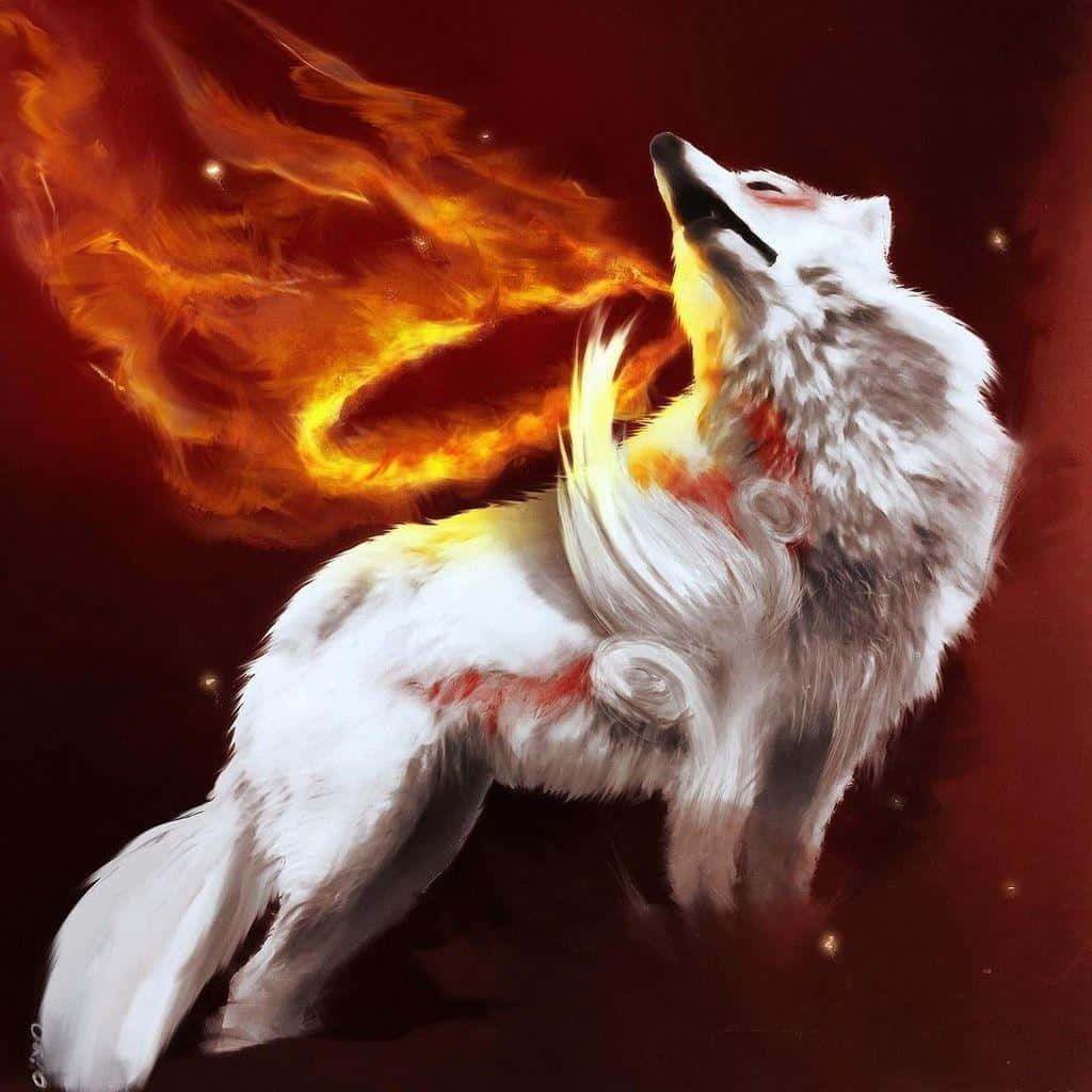 Fearless Fire Wolf Wallpaper