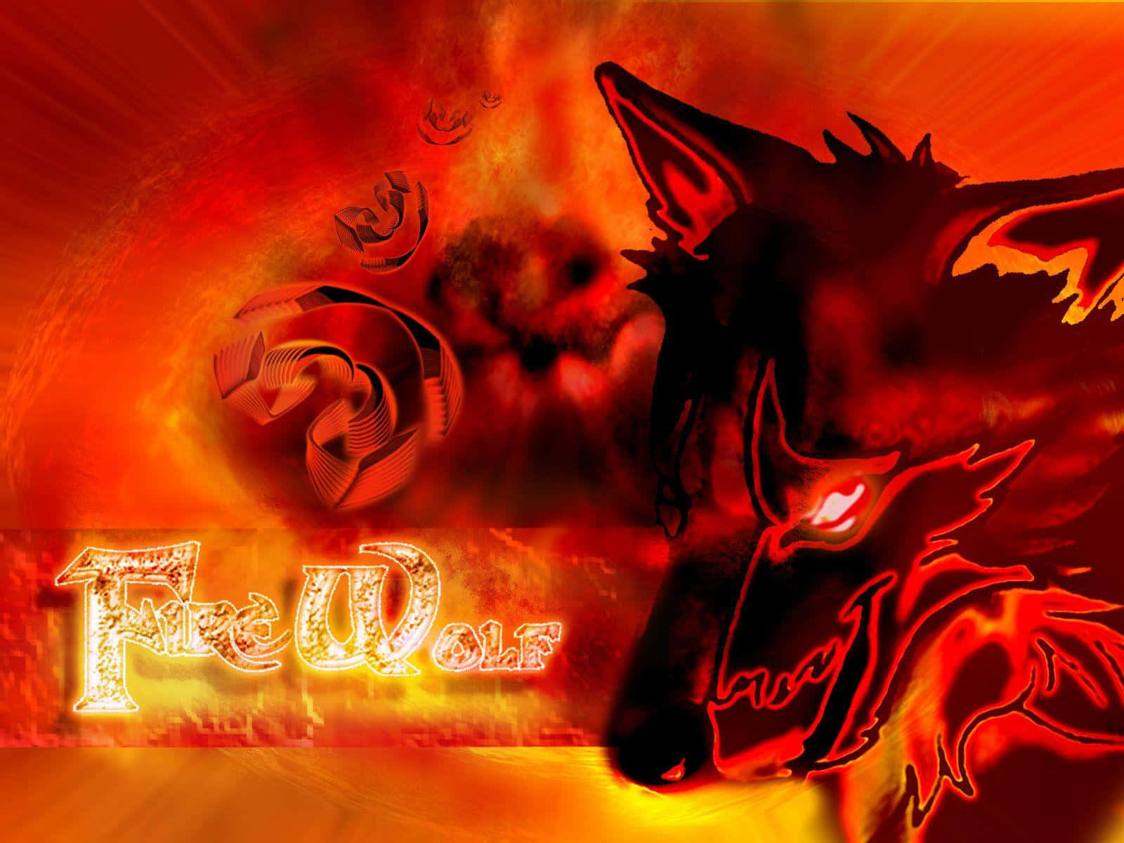 The Wild and Bold Fire Wolf Wallpaper