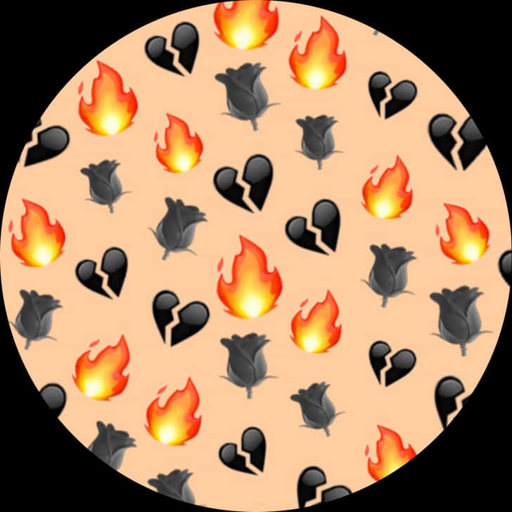 Fire_and_ Broken_ Heart_ Emoji_ Pattern PNG