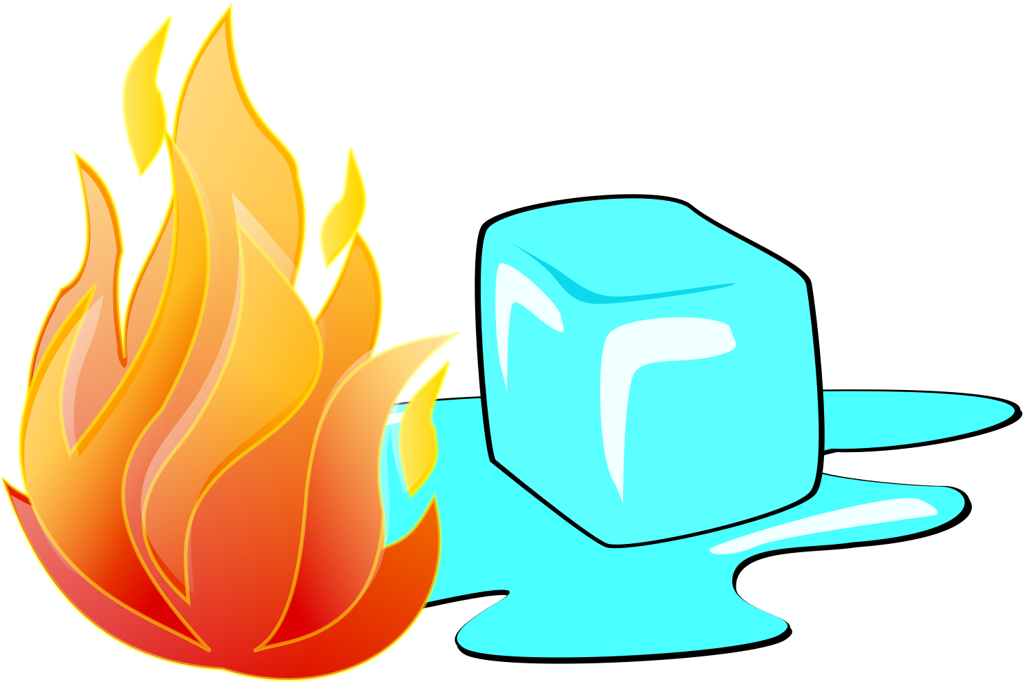 Fireand Ice Cube Illustration PNG