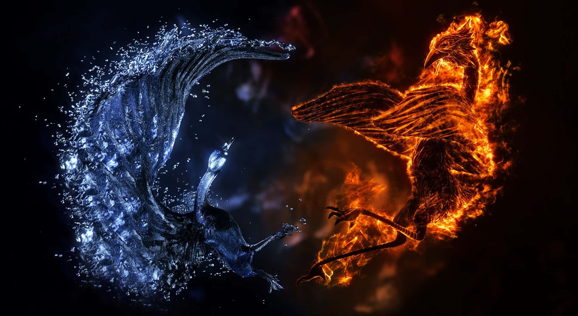 Fireand Ice Dragons Battle Wallpaper