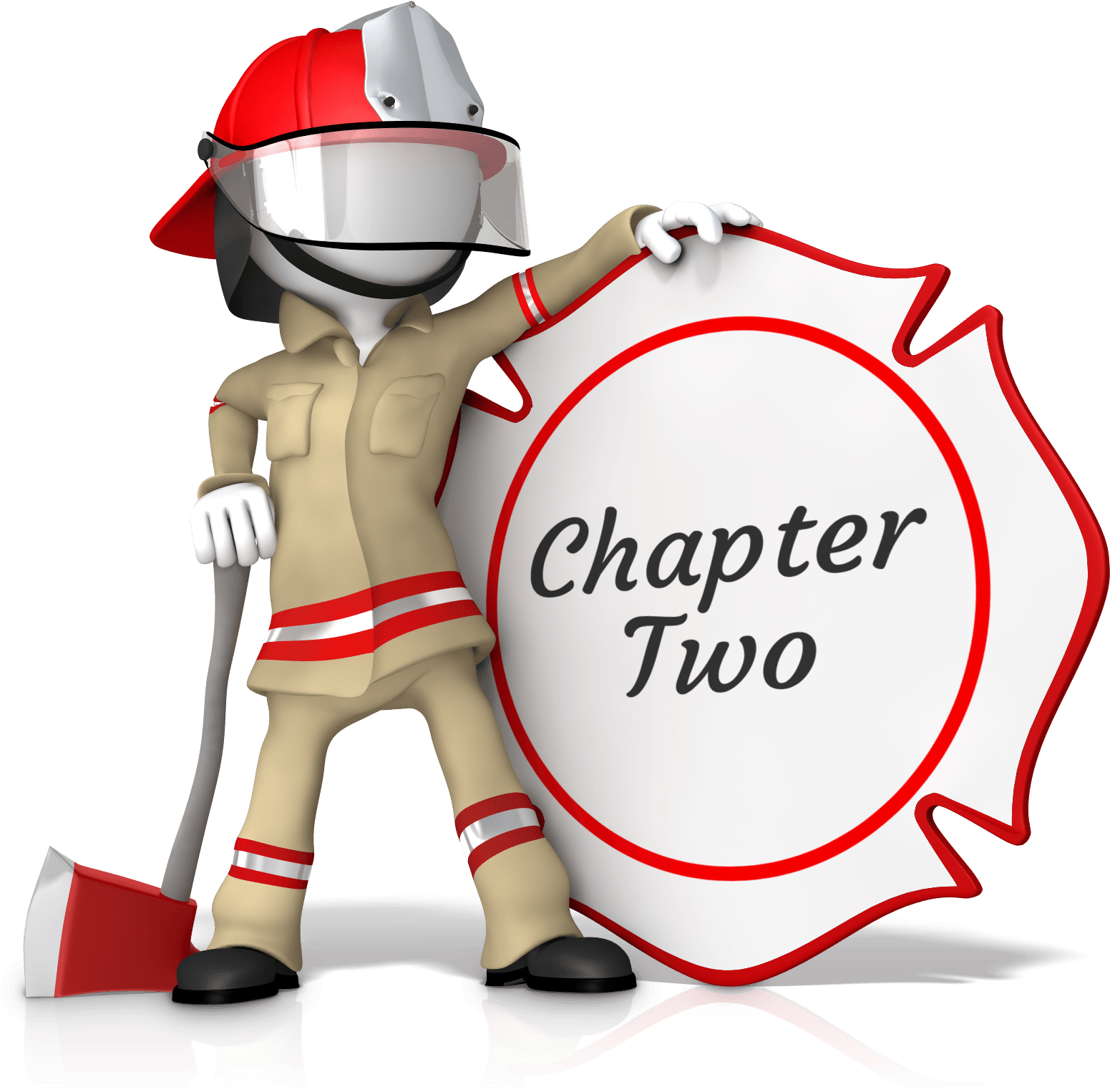 Firefighter Character Holding Chapter Two Sign PNG